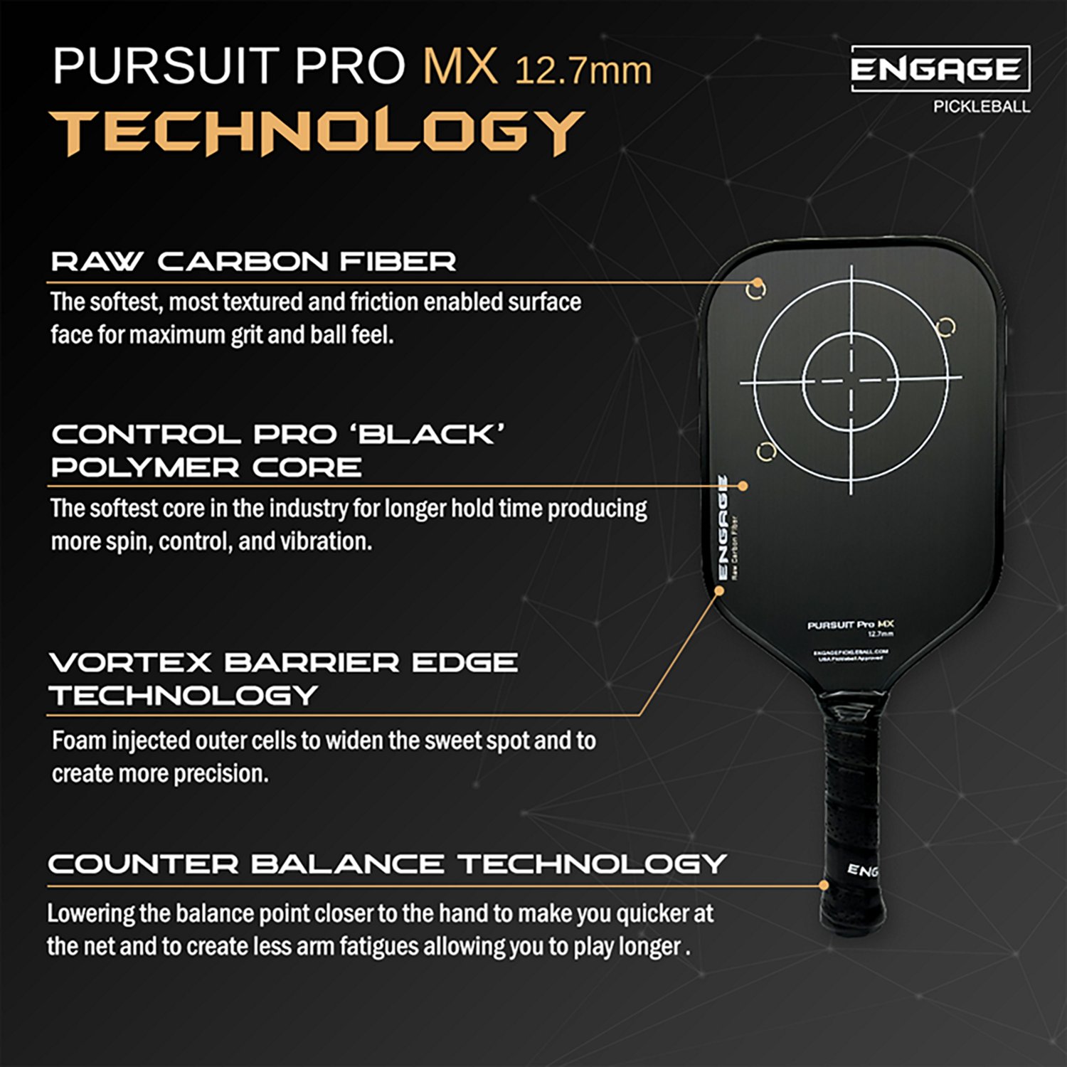 Engage Sporting Pursuit Pro MX Pickleball Paddle - view number 3