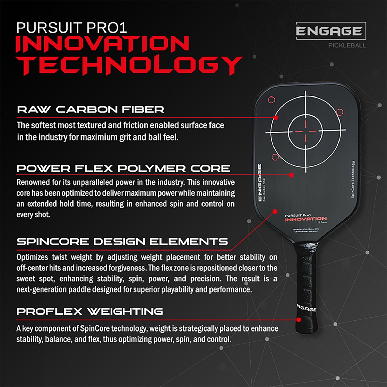 Engage Sporting Pursuit Pro1 Innovation Pickleball Paddle - view number 2