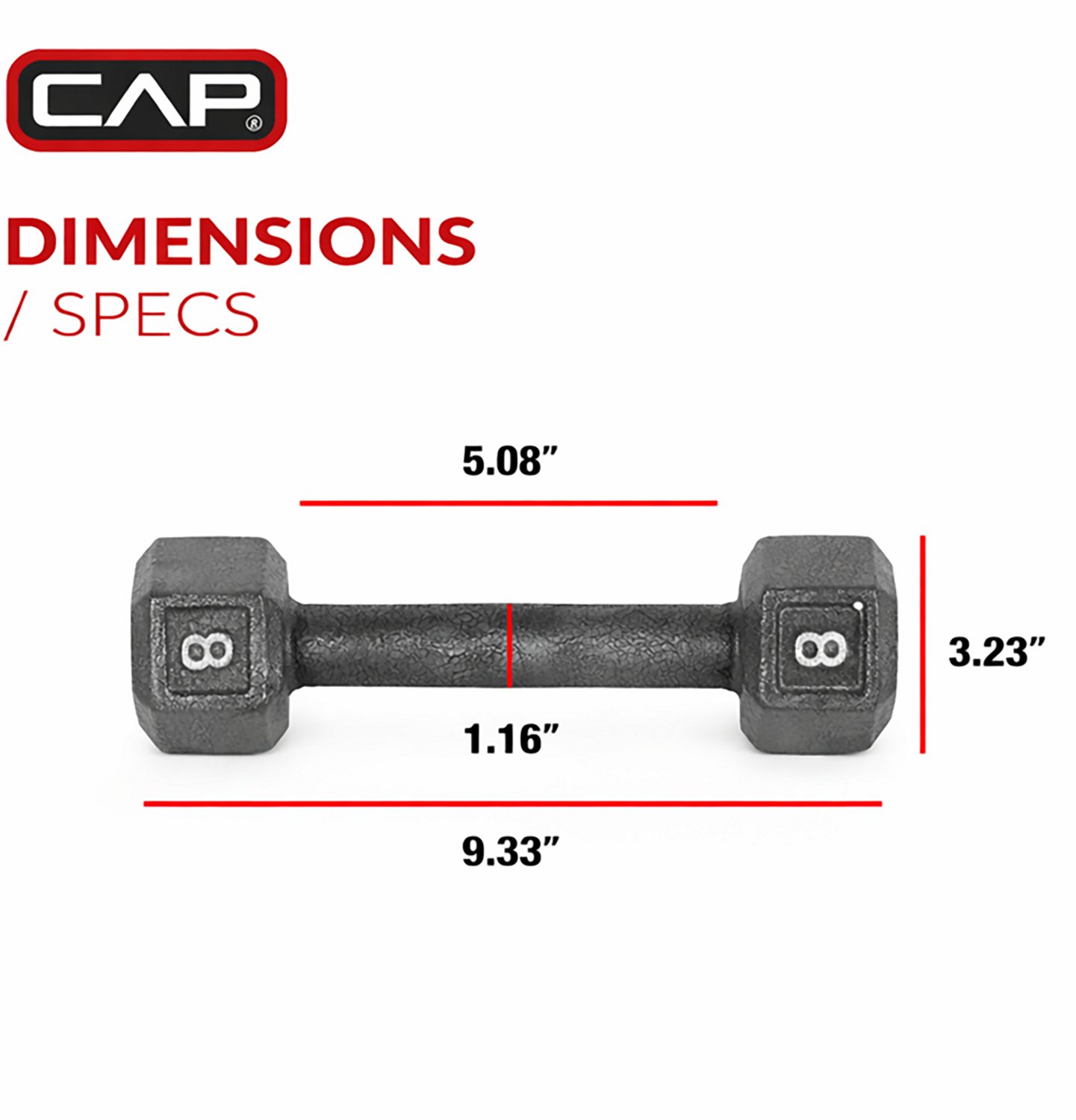 CAP Barbell 8 lb. Solid Hex Dumbbell - Single - view number 5