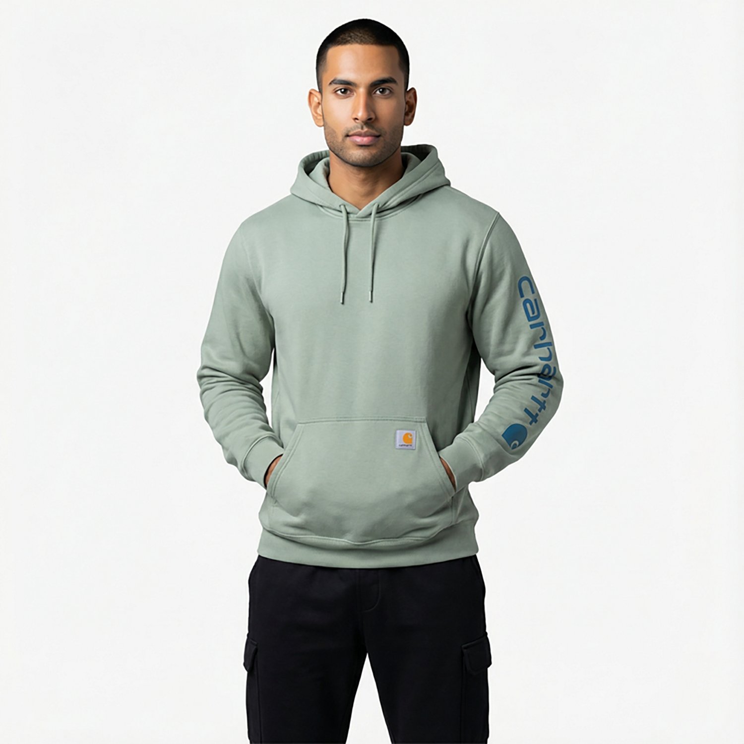 Carhartt Men's Loose Fit Midweight Signature Sleeve Logo Hooded Sweatshirt - view number 2