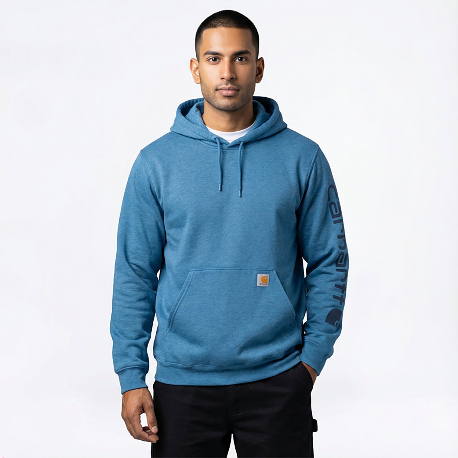 Carhartt Men's Loose Fit Midweight Signature Sleeve Logo Hooded Sweatshirt - view number 2