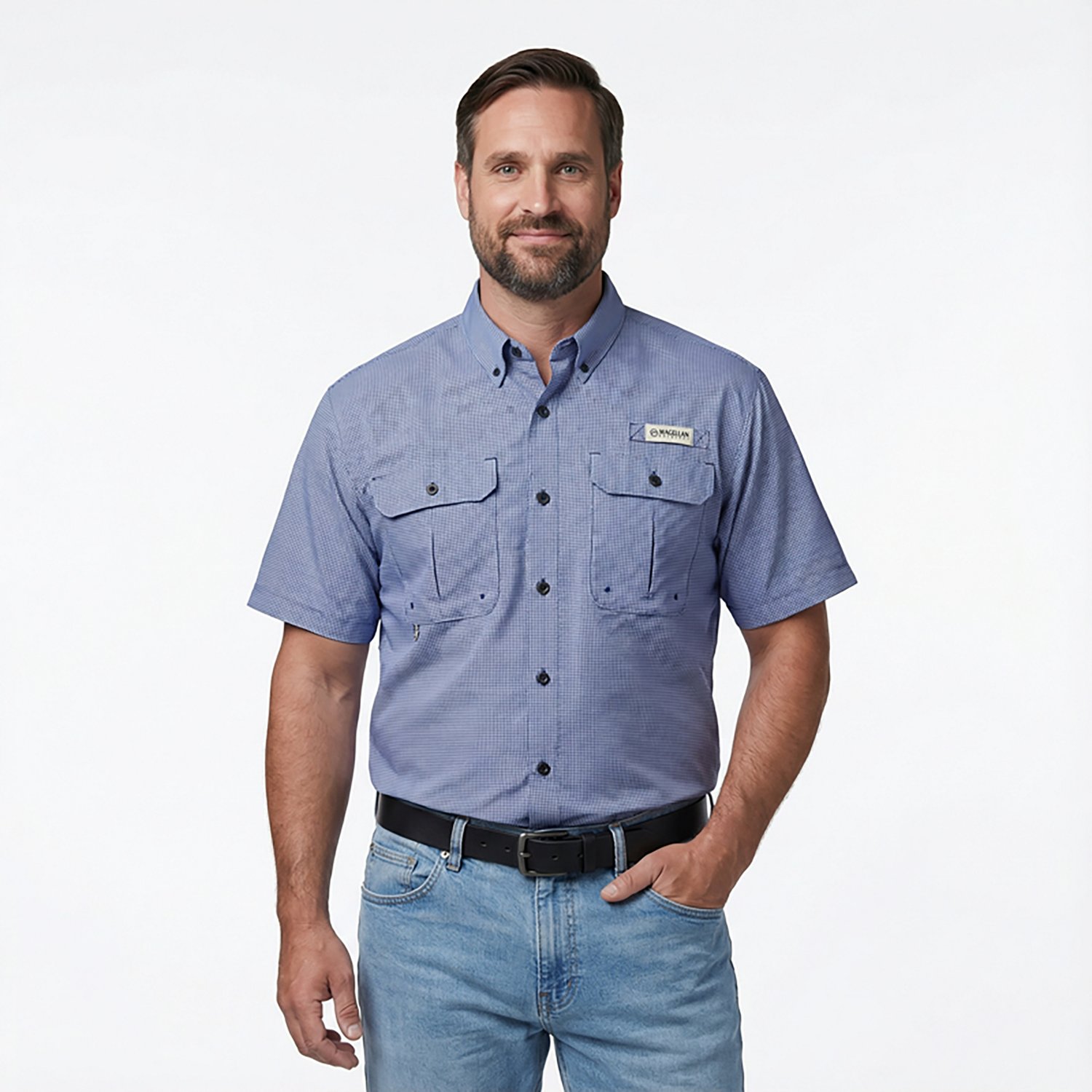 Magellan Outdoors Men's Aransas Pass Mini Check Short Sleeve Shirt - view number 2