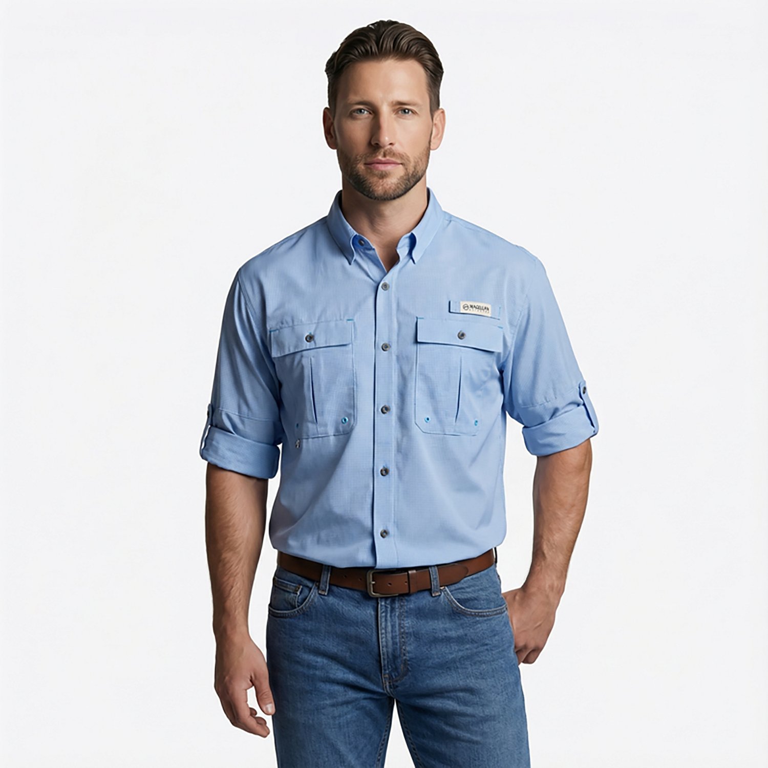 Magellan Outdoors Men's Aransas Pass Mini Check Long Sleeve Fishing Shirt - view number 2