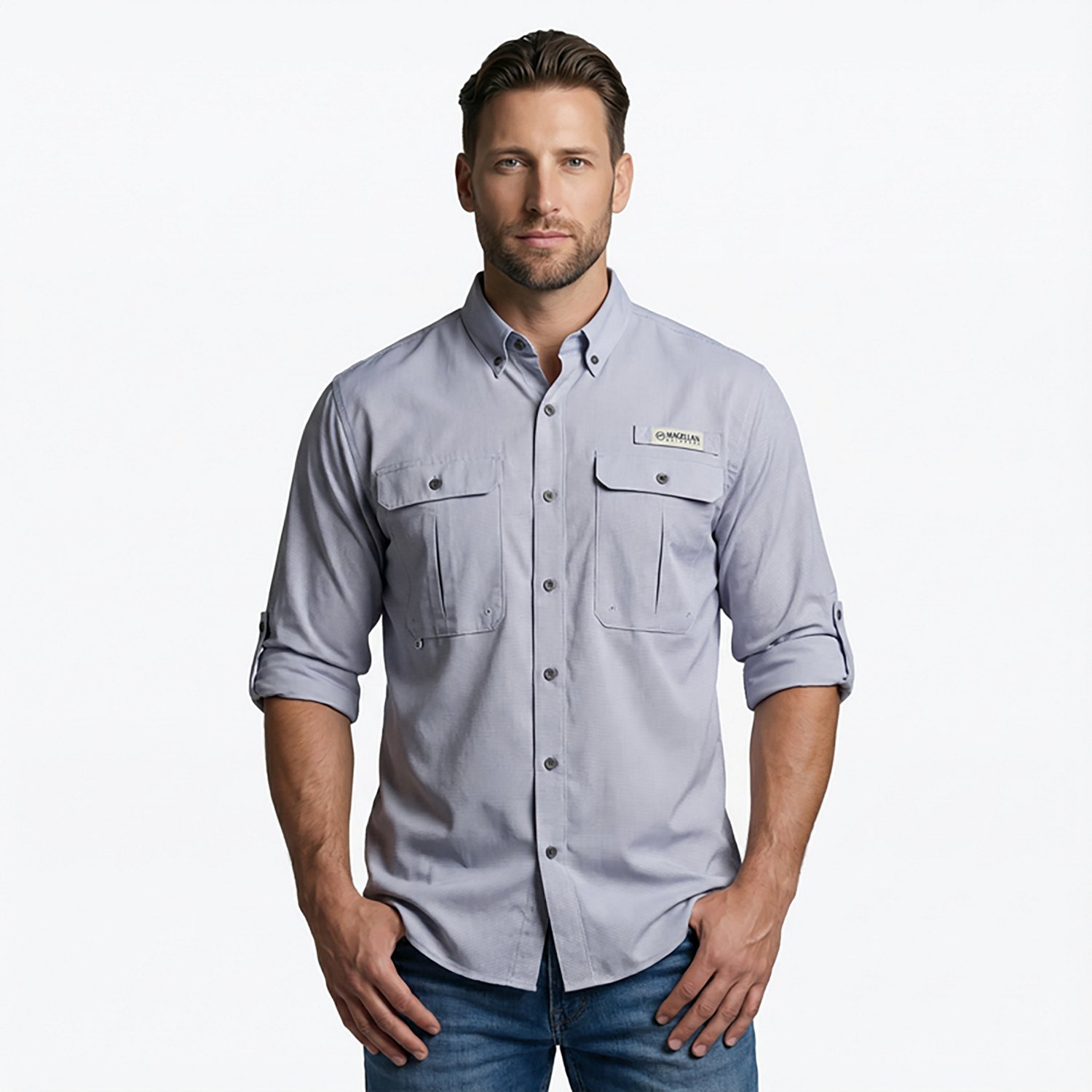 Magellan Outdoors Men's Aransas Pass Mini Check Long Sleeve Fishing Shirt