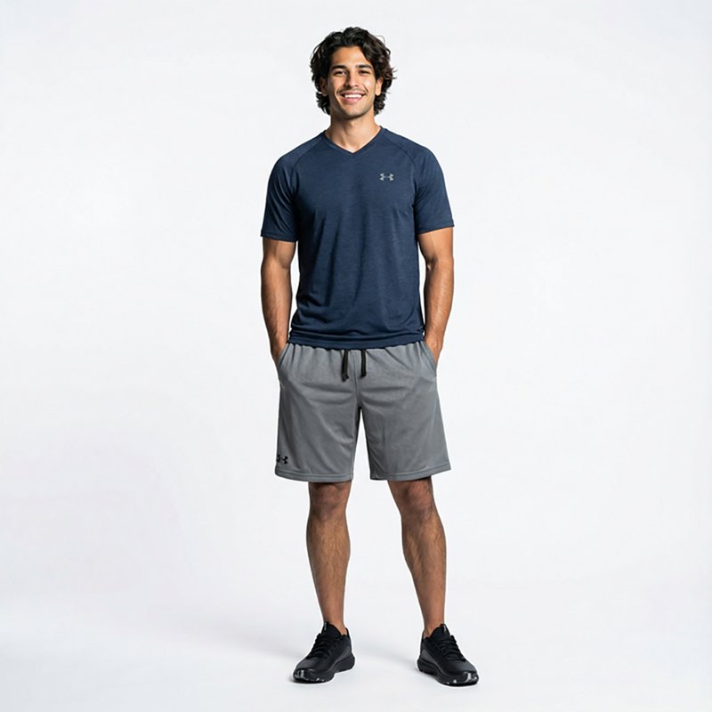 Under Armour Men's Tech Mesh 9" Shorts, 3XL, Pitch Gray/Black