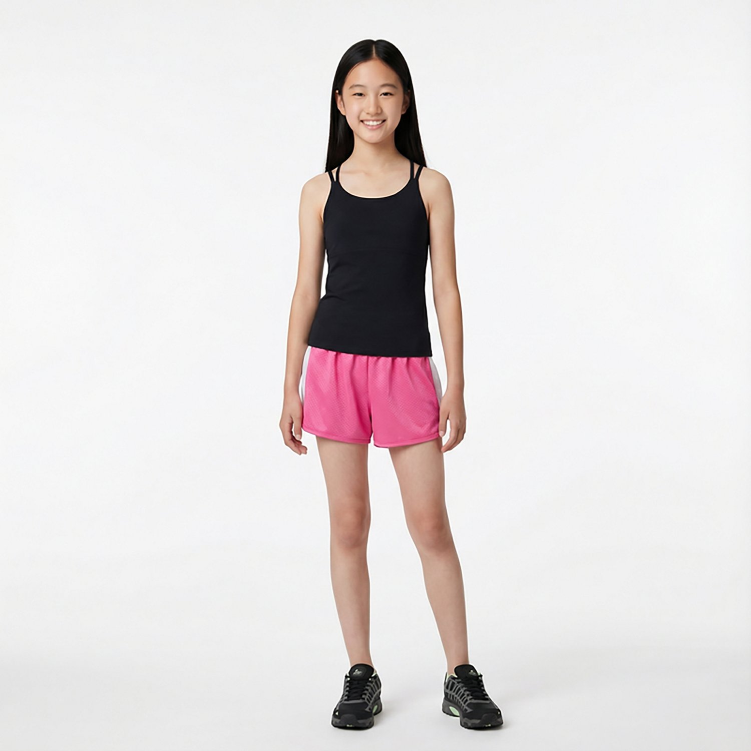 BCG Girls' Colorblock Honeycomb Shorts 3 in