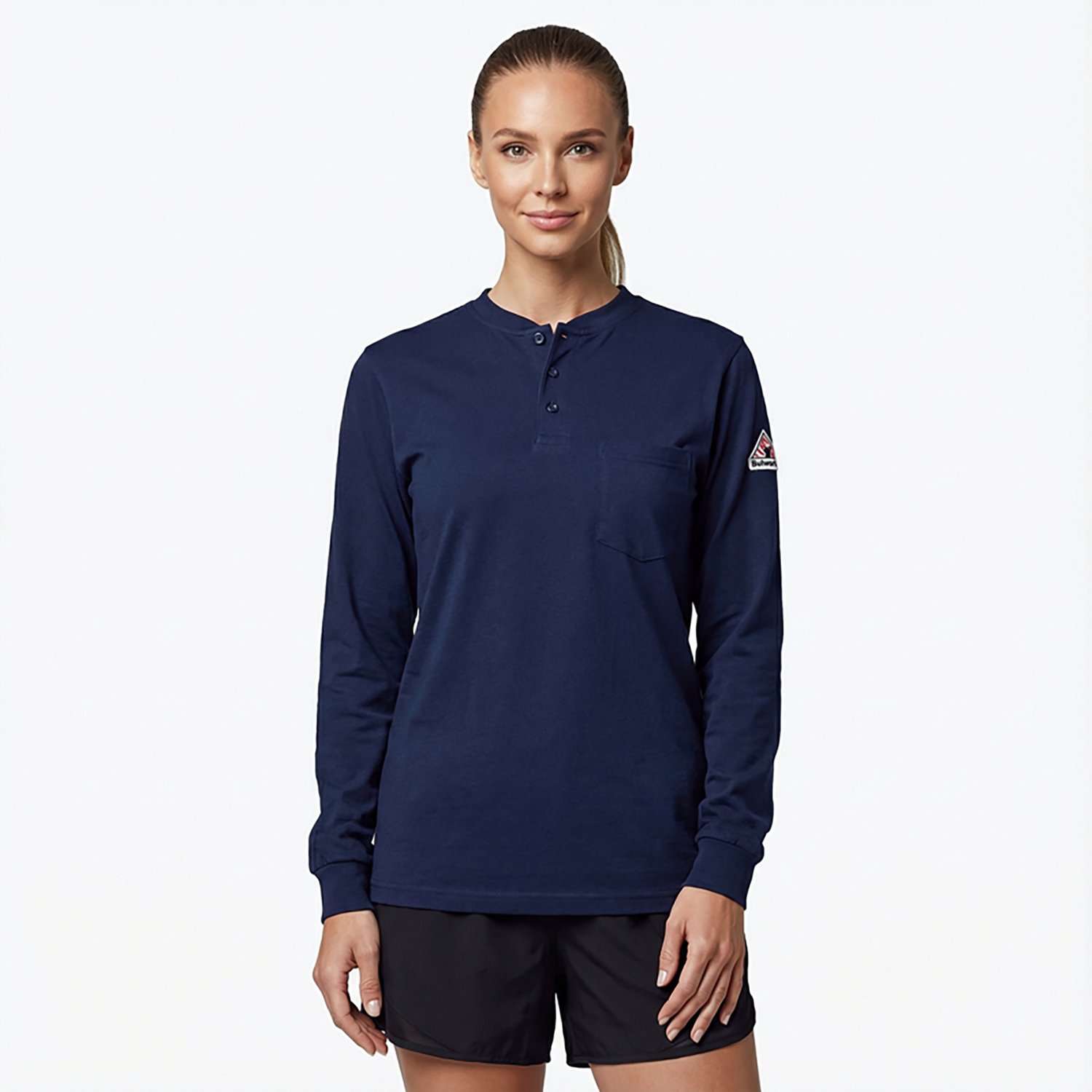 Bulwark Women's Flame Resistant Tagless Henley Long Sleeve Work Shirt                                                            - view number 2