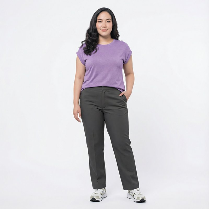 Women's Women's Half Elastic Pant, 4, Charcoal, Cotton/Polyester