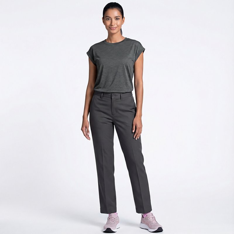 Women's Womens Pant W/Side Elastic, 14, Charcoal, Cotton/Polyester