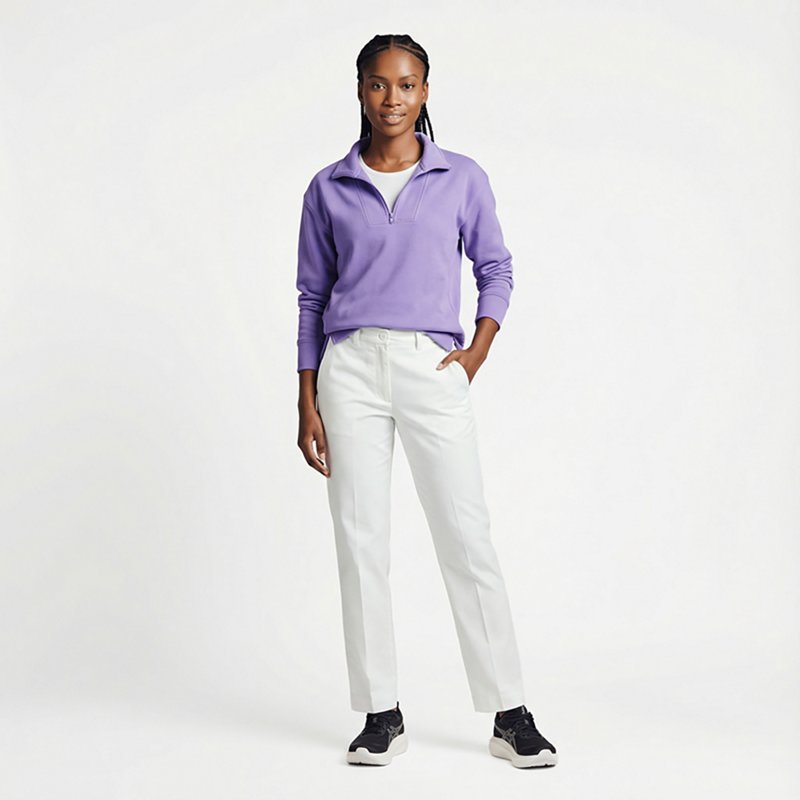 Women's Womens Pant W/Side Elastic, 14, White, Cotton/Polyester