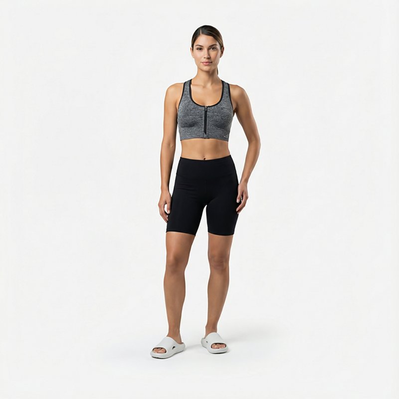 Bcg Women's Seamless Zip Front Mid Impact Sports Bra-image