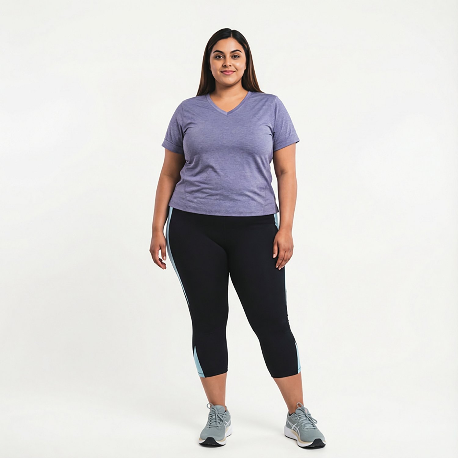 BCG Women's Contrast Pieced Crop Plus Size Leggings