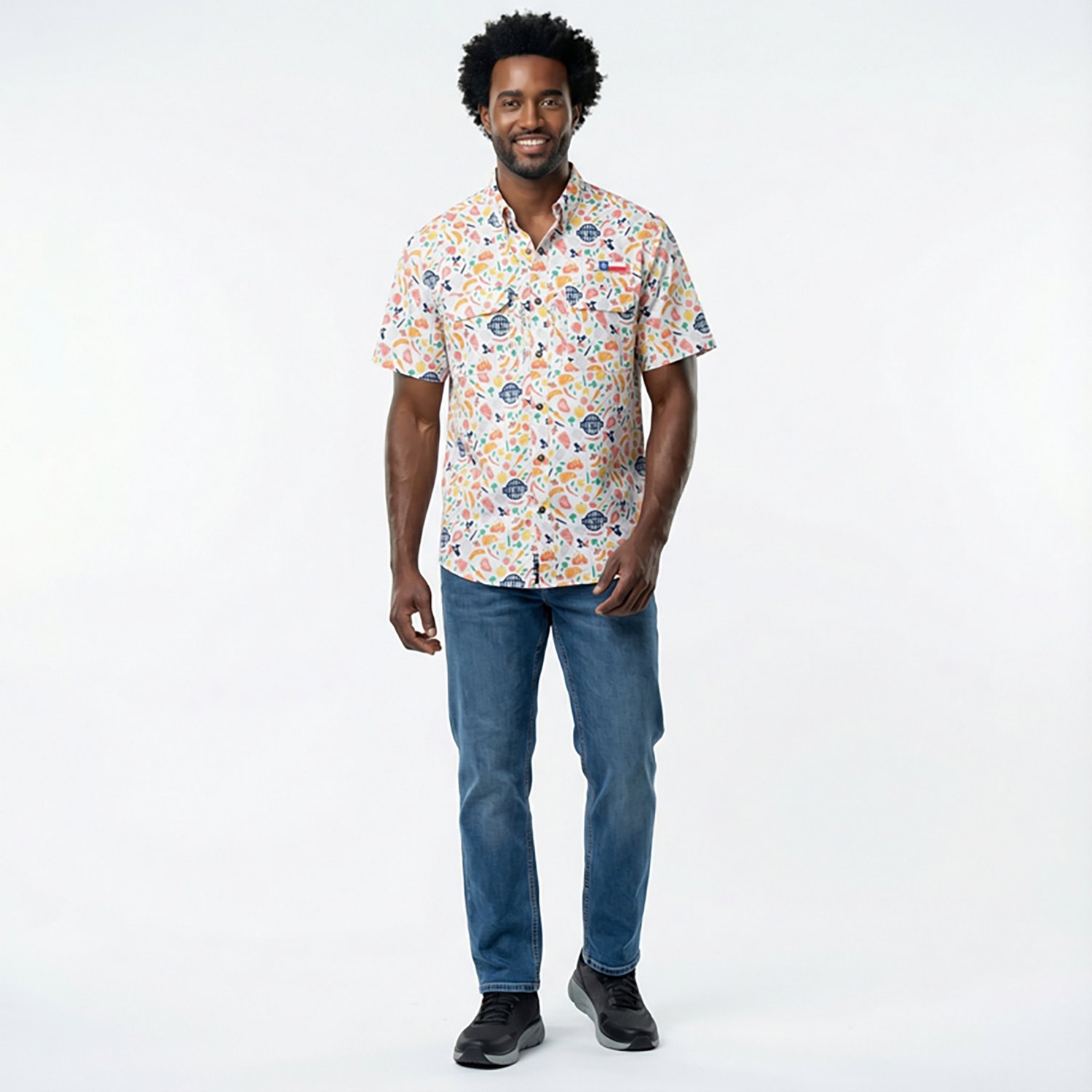 Magellan Outdoors Men's FishGear Local State Texas Print Short Sleeve Button-Down Shirt