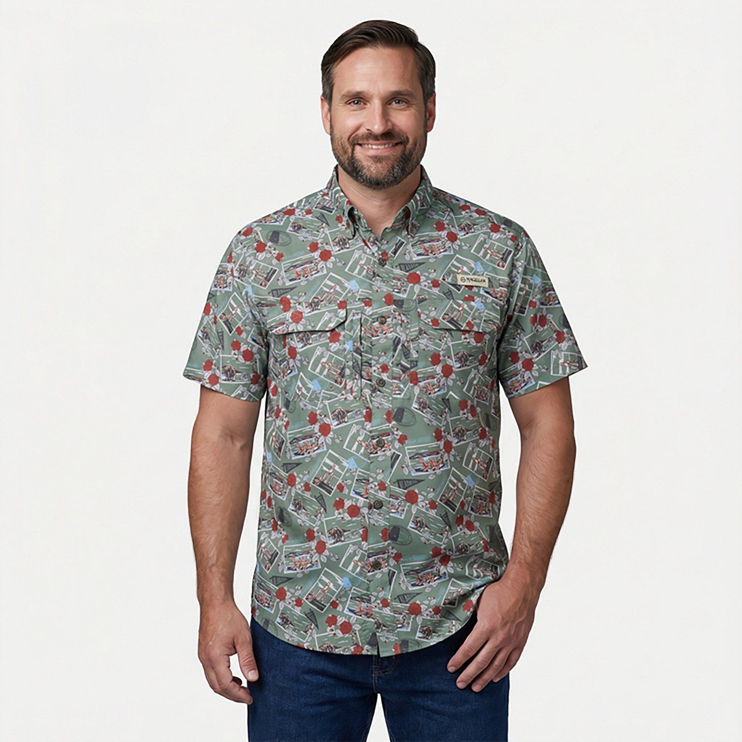 Magellan Outdoors Men's Alabama Local State Print Button-Down Shirt - view number 2