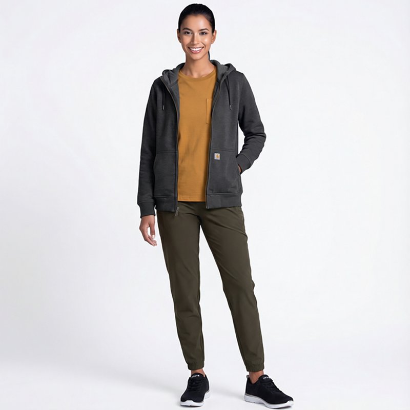 Women's Clarksburg Hooded Sweatshirt, 55% Cotton/45% Polyester, 10.5oz, Carbon Heather, XS
