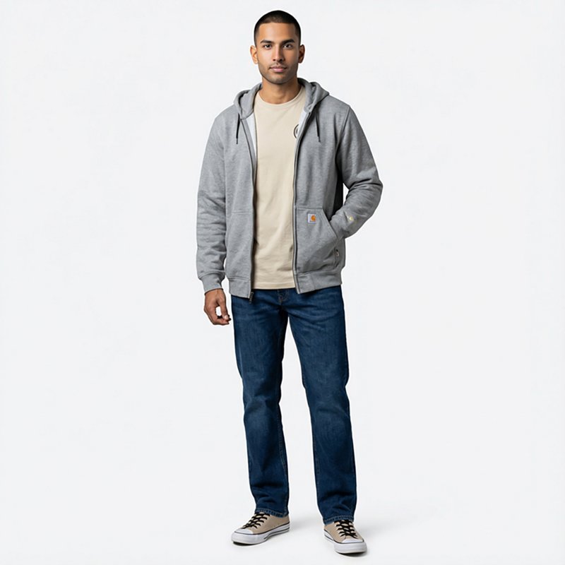 Carhartt Flame-Resistant Force Original Fit Midweight Hooded Long-Sleeve Sweatshirt for Men - Granite Heather