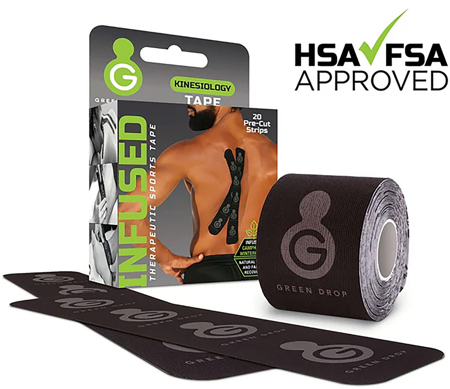 Green Drop 10 in Infused Recovery Kinesiology Tape