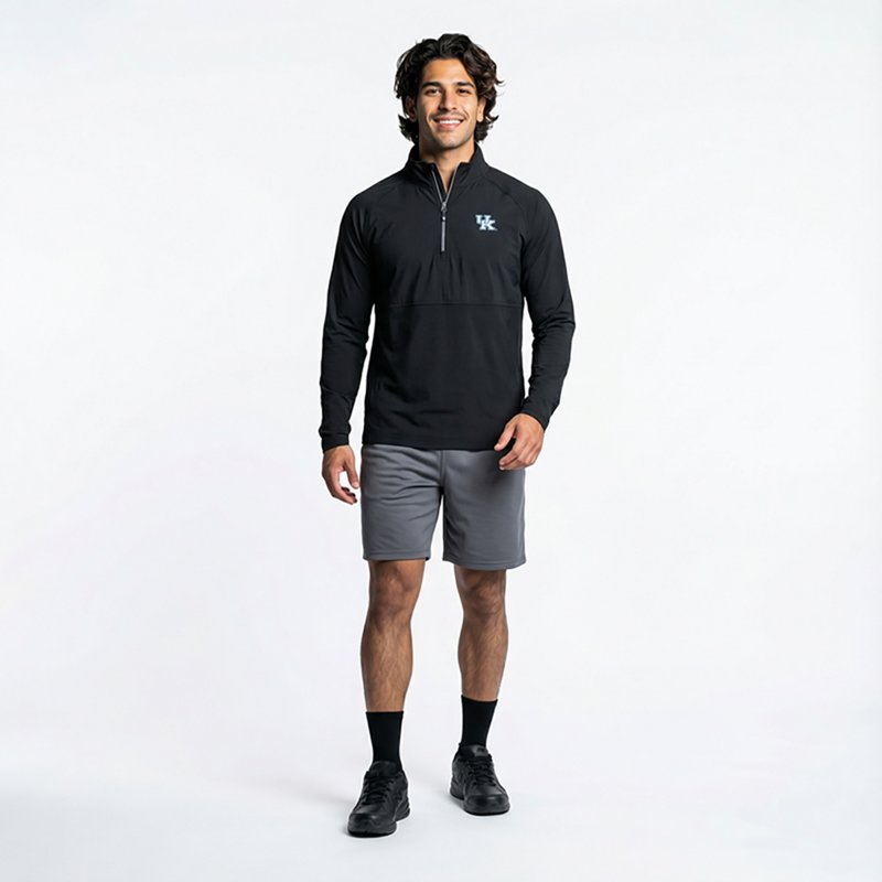 Cutter Buck Black Kentucky Wildcats Adapt Eco Knit Hybrid Recycled Quarter-Zip Pullover Top
