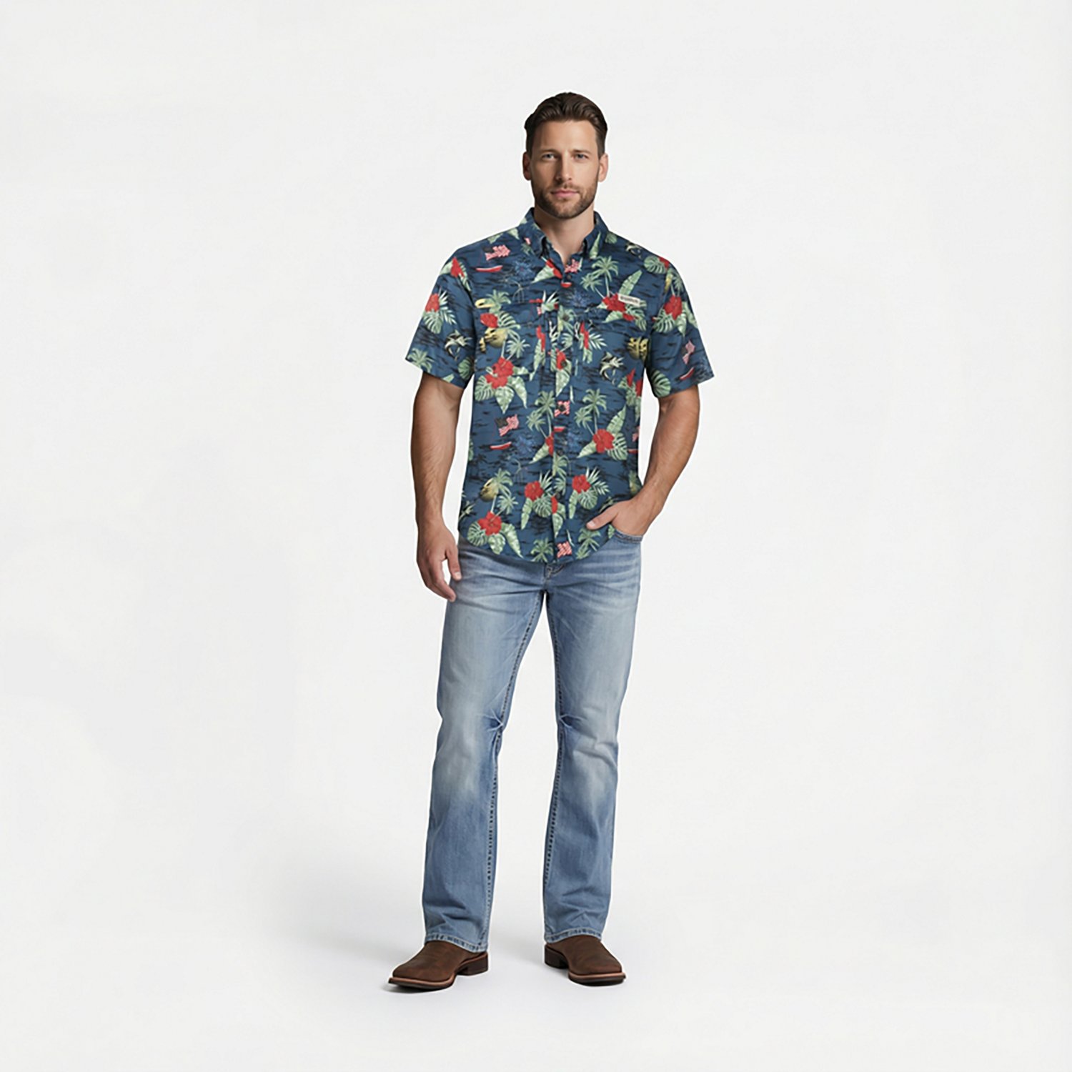 Magellan Outdoors Men's Americana Print Short Sleeve Shirt - view number 2
