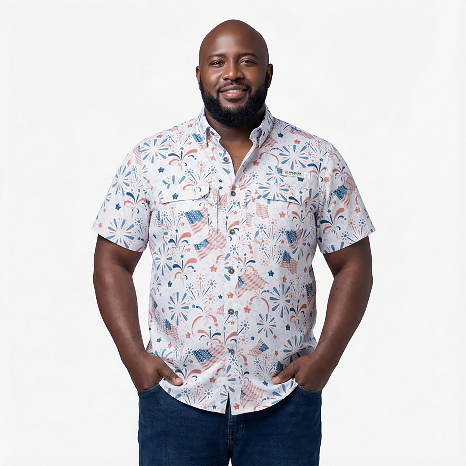 Magellan Outdoors Men's Americana Print Short Sleeve Shirt - view number 2