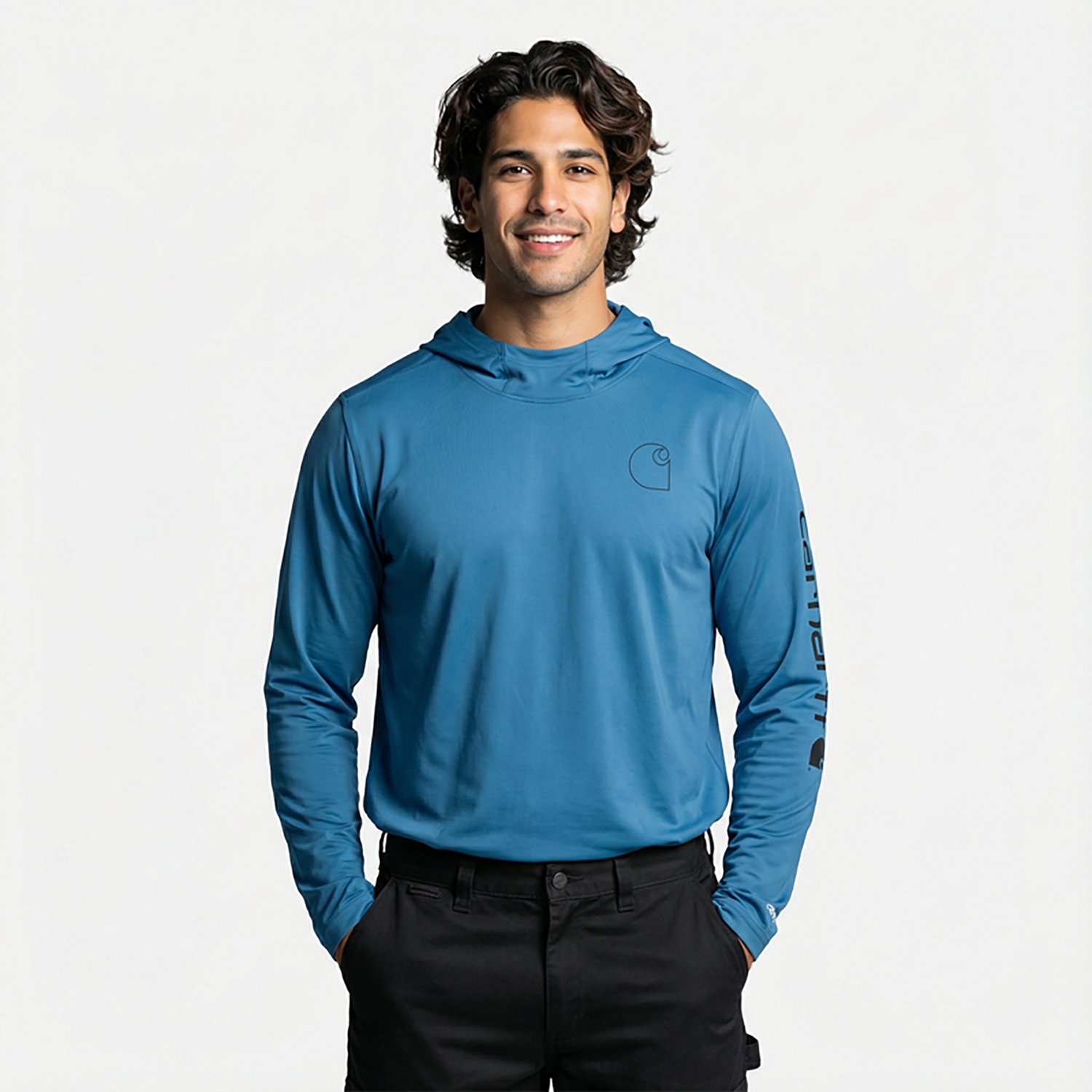 Carhartt Men's Force Sun Defender Lightweight Hooded Long Sleeve T-shirt                                                         - view number 2