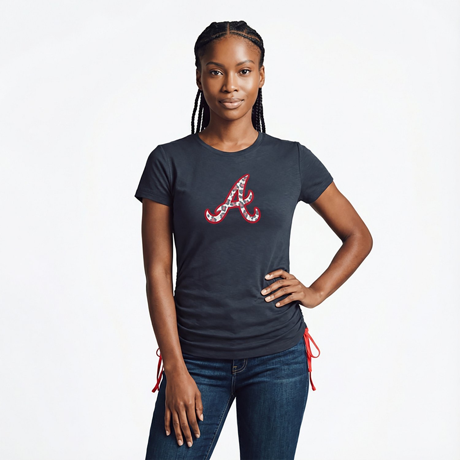 New Era Women's Braves Ruched Side T-shirt - view number 2