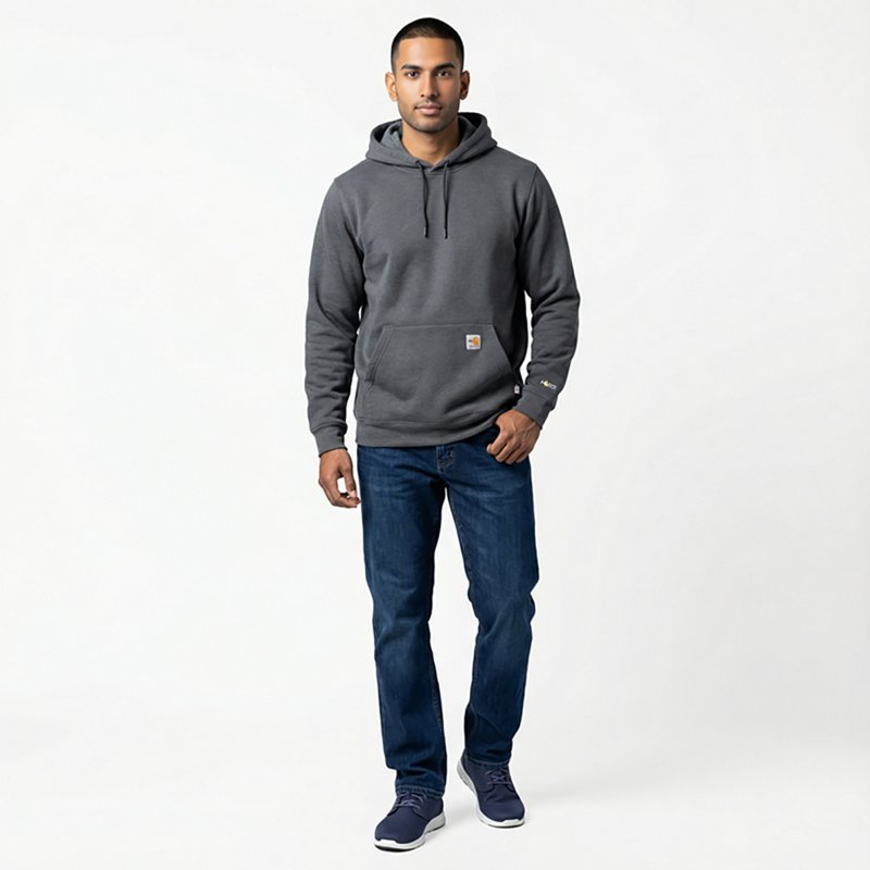 Carhartt Flame-Resistant Force Original Fit Midweight Pullover Hooded Long-Sleeve Sweatshirt for Men - Granite Heather