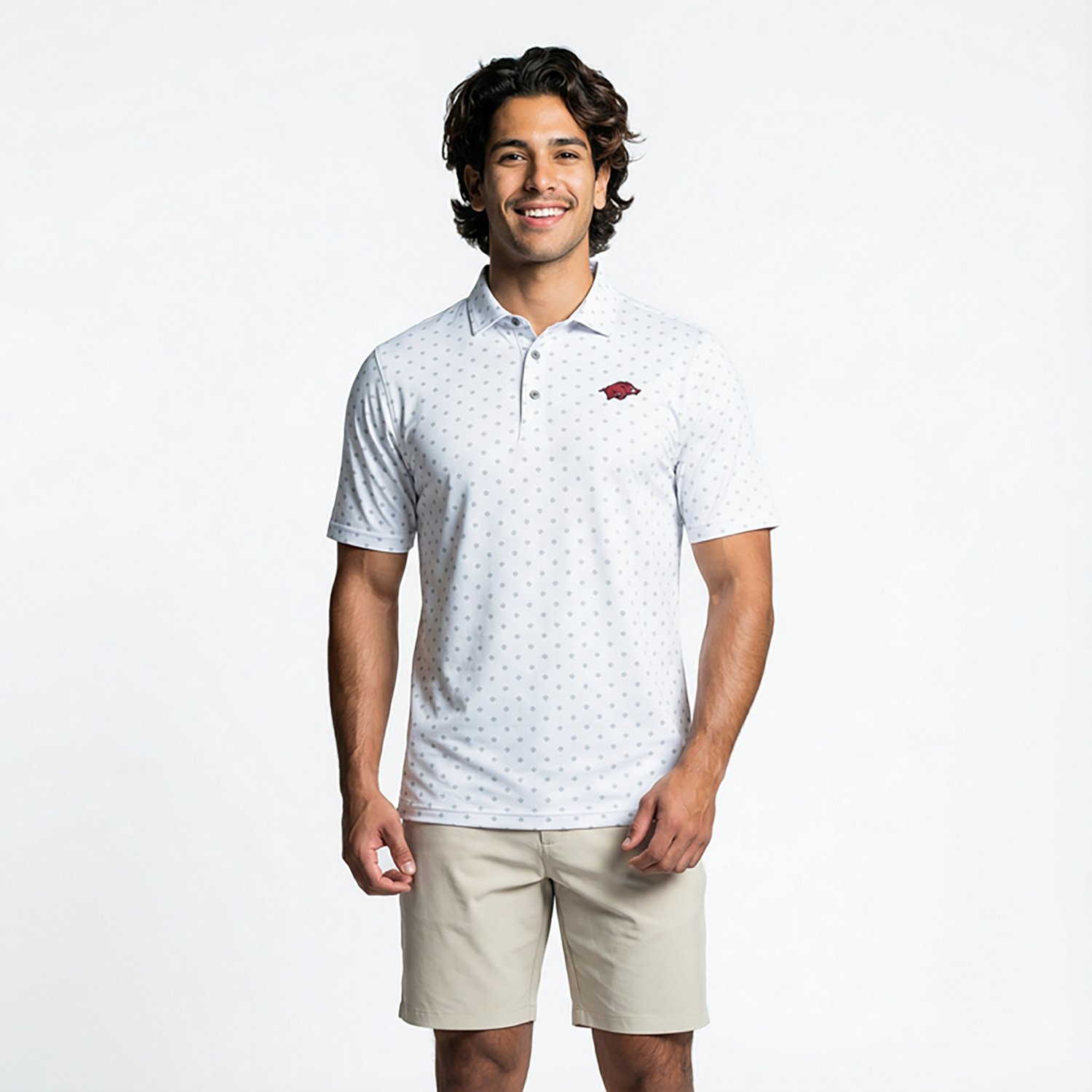 Cutter  Buck Arkansas Razorbacks Virtue Eco Pique Tile Print Polo                                                                - view number 2