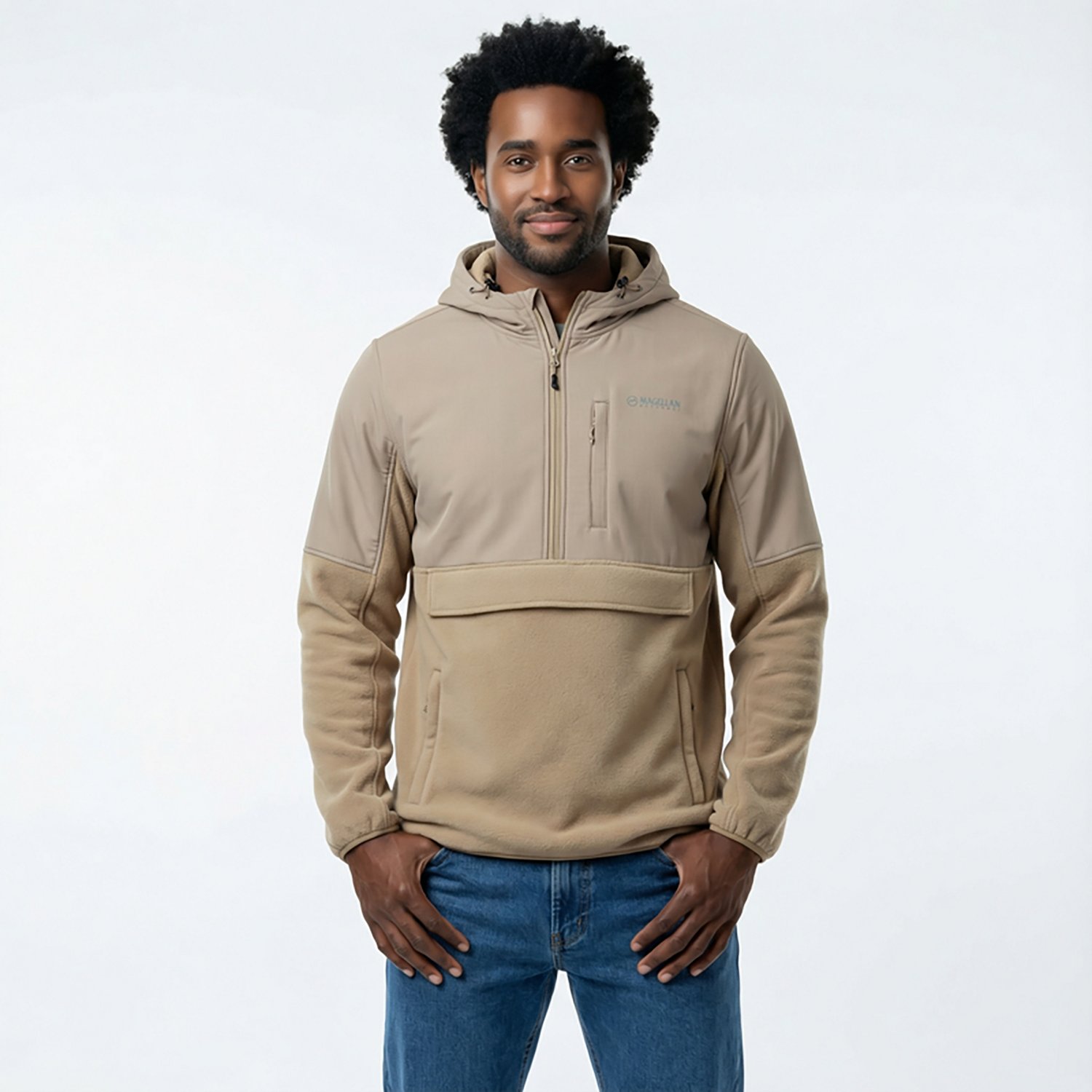 Magellan Outdoors Men's Campfire Mixed Media Pullover Sweatshirt