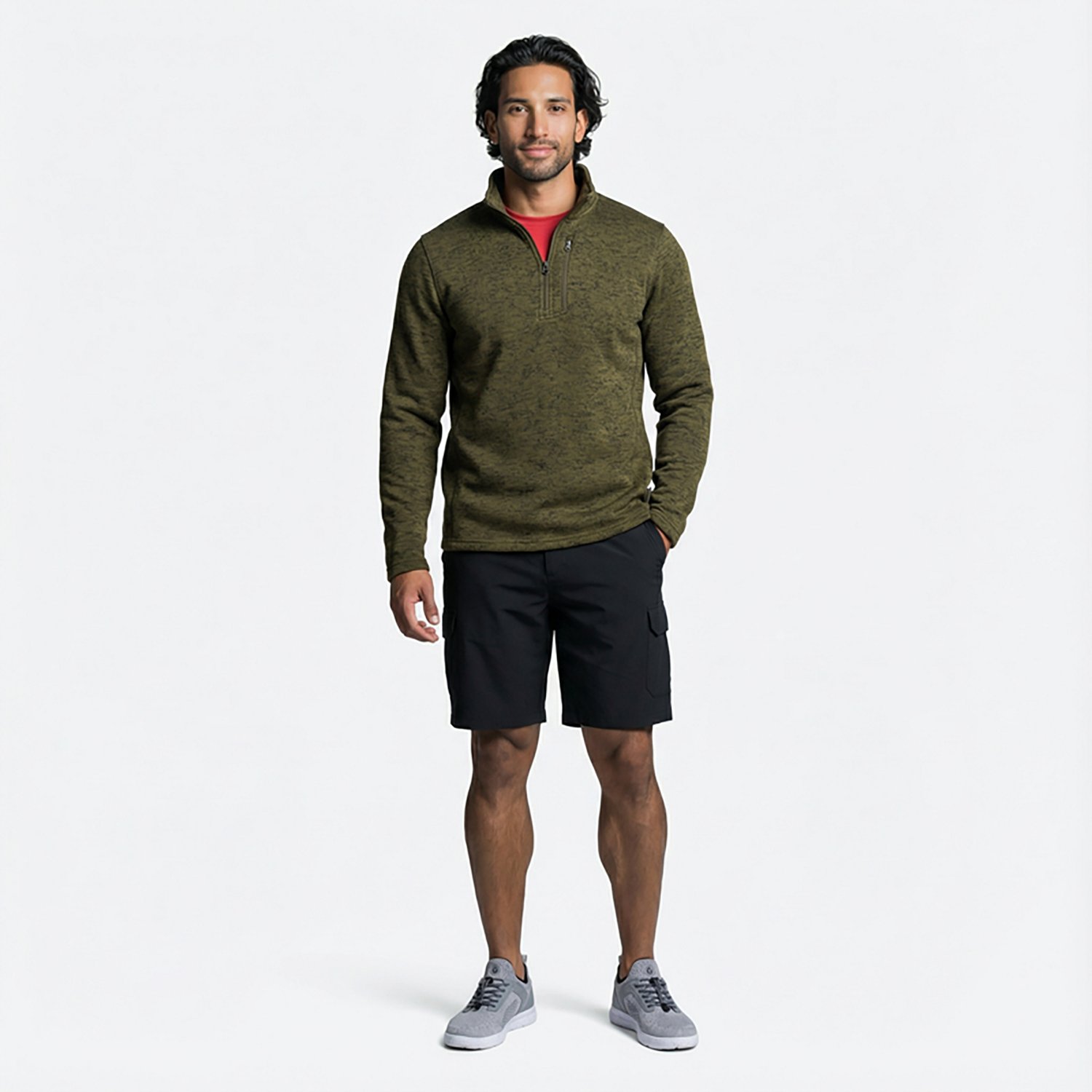 Magellan Outdoors Men's Hickory Canyon Slub Sweater Fleece 1/4 Zip Top