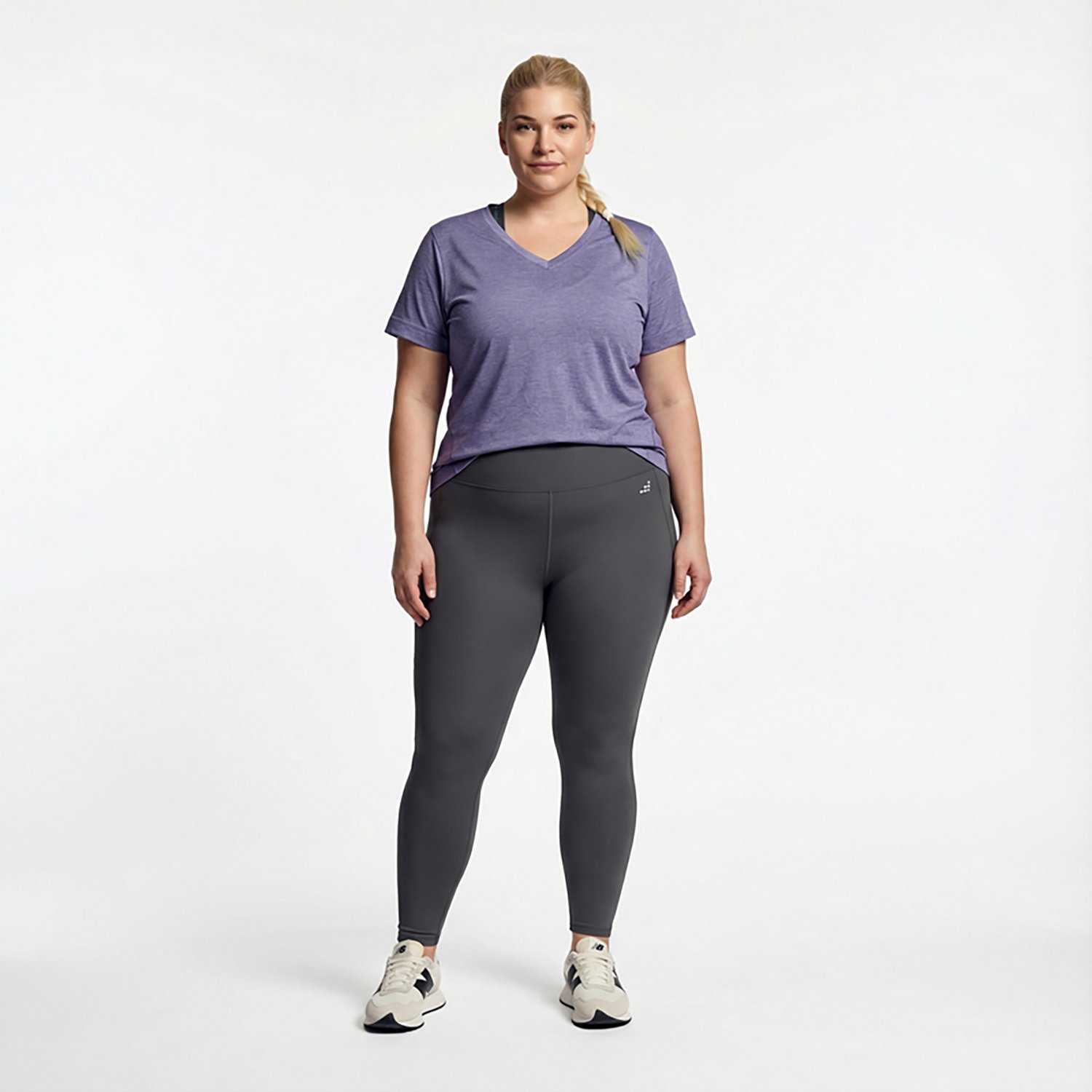 BCG Women's Hi Mesh Splice Plus Size 7/8 Leggings