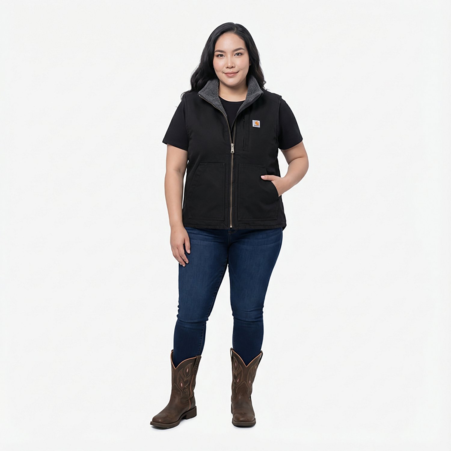 Carhartt Women's Relaxed Fit Washed Duck Lined Mock Neck Vest - view number 2