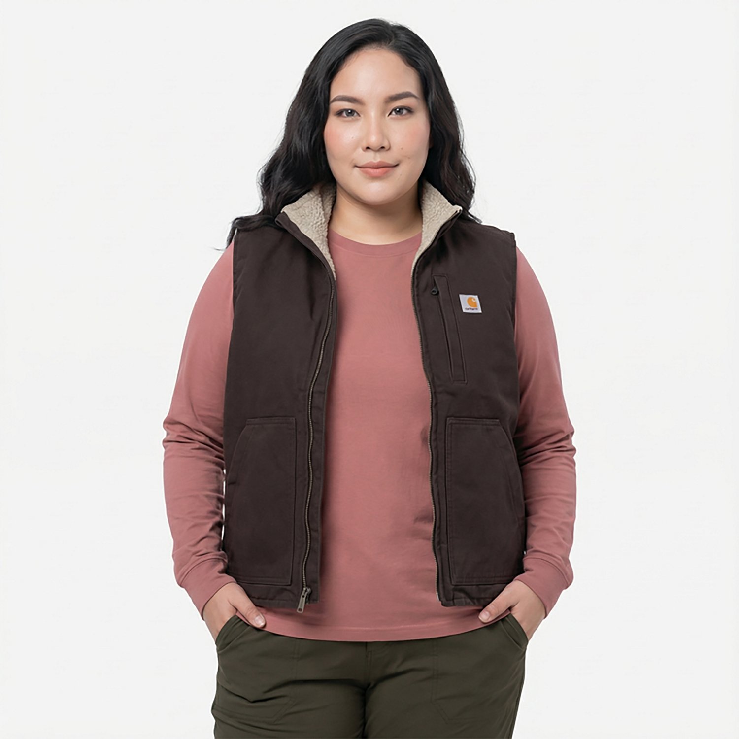 Carhartt Women's Relaxed Fit Washed Duck Lined Mock Neck Vest - view number 2