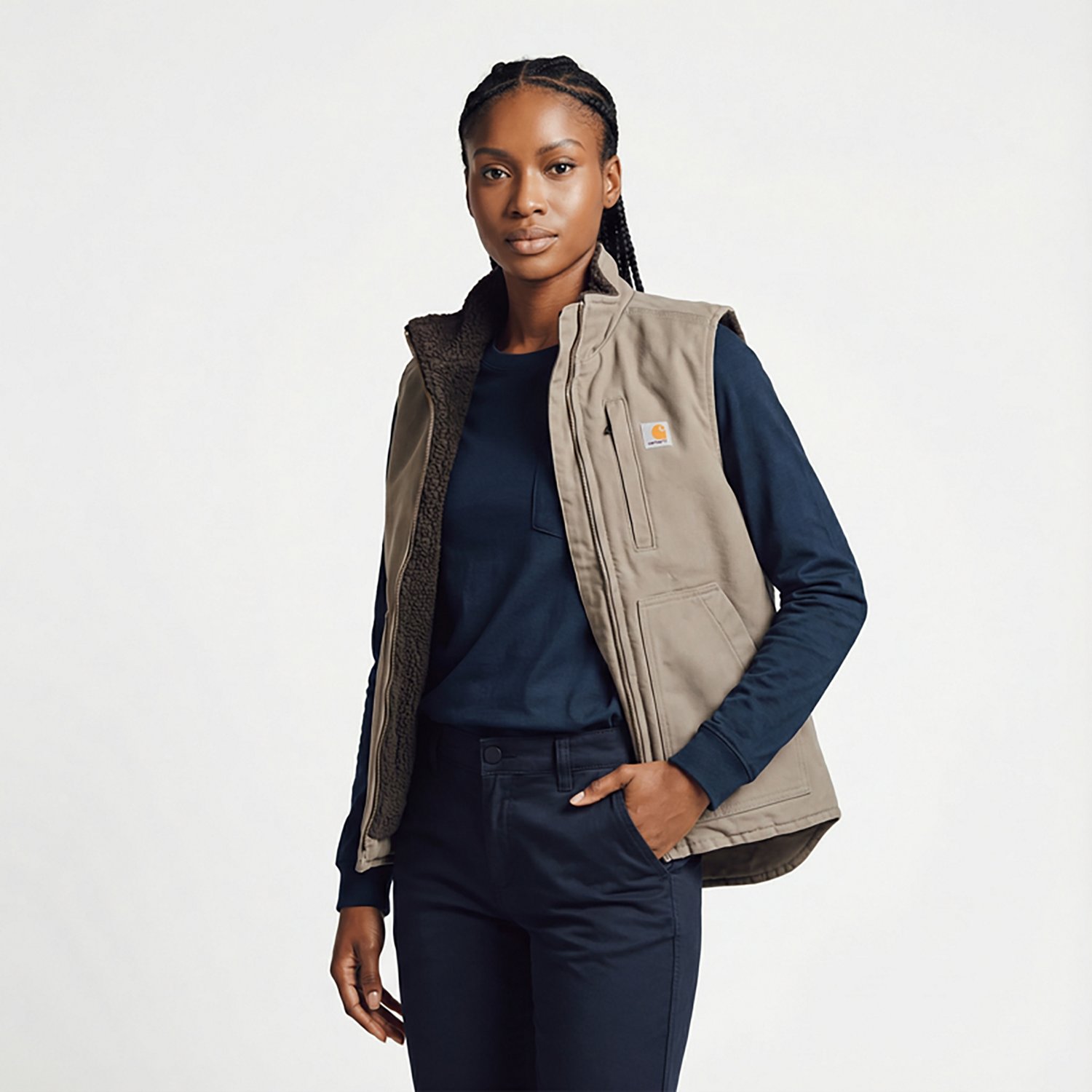 Carhartt Women's Relaxed Fit Washed Duck Lined Mock Neck Vest - view number 2