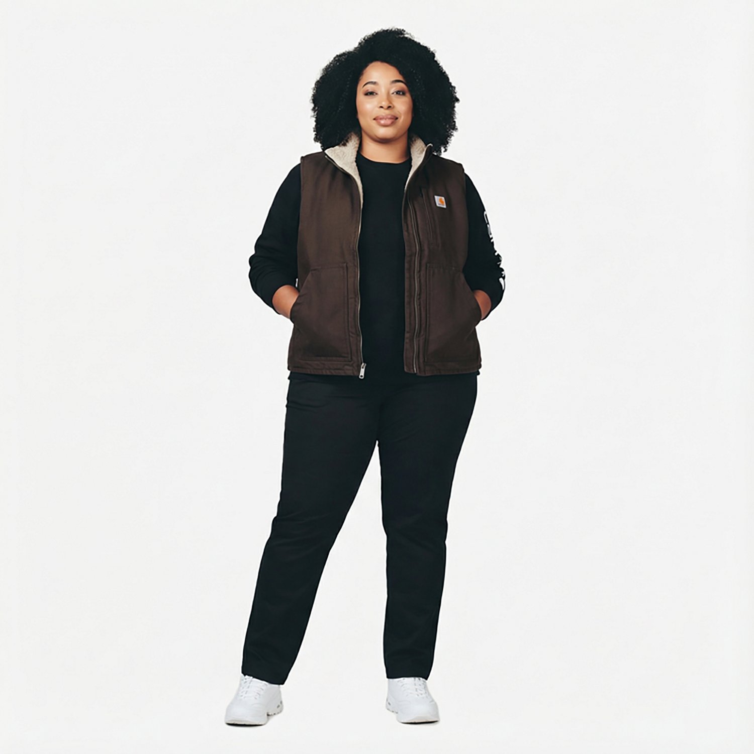 Carhartt Women's  Relaxed Fit Washed Duck Lined Mock Neck Plus Size Vest