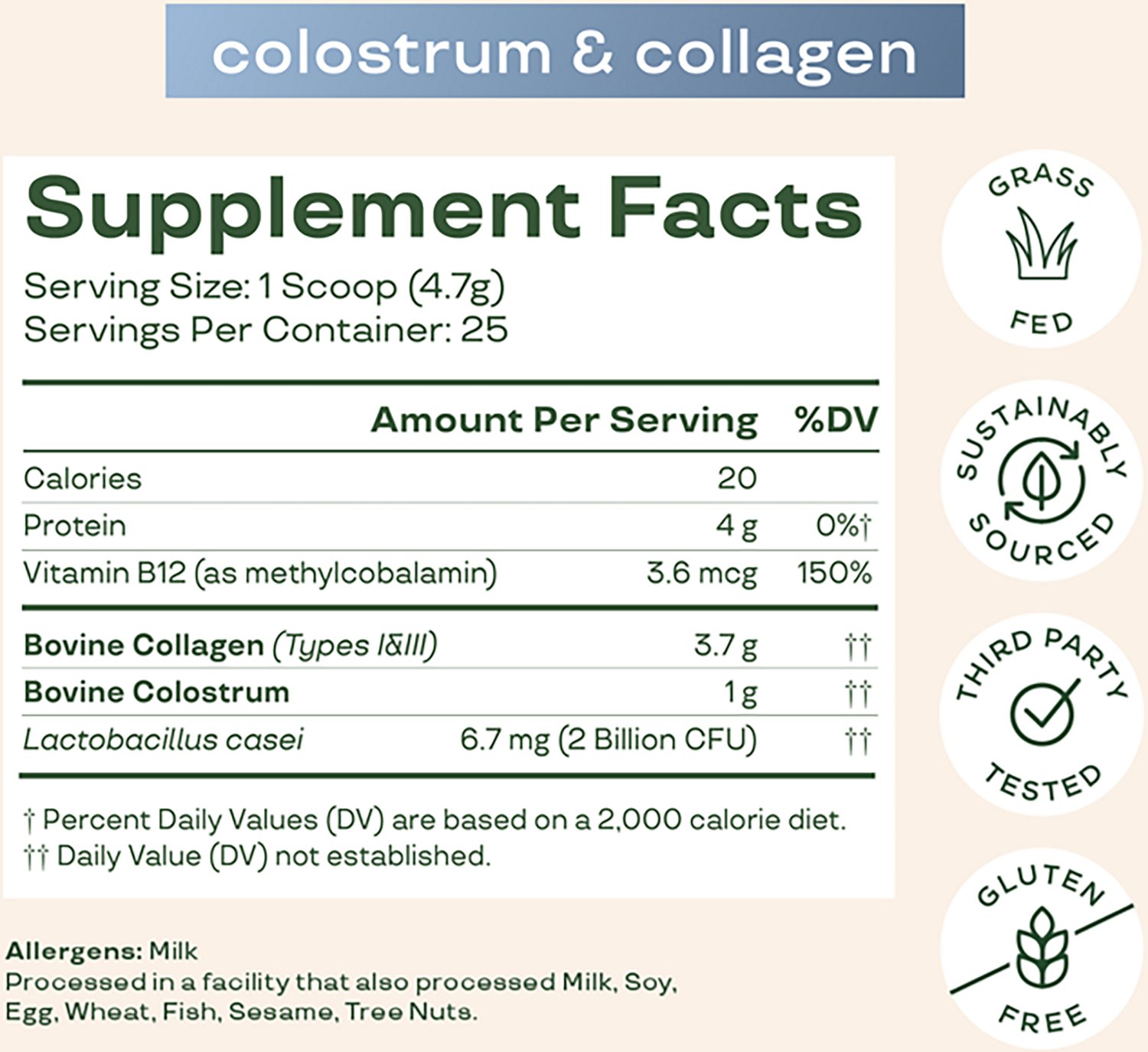 Bloom Nutrition Colostrum & Collagen Peptides - 25 Servings - view number 6