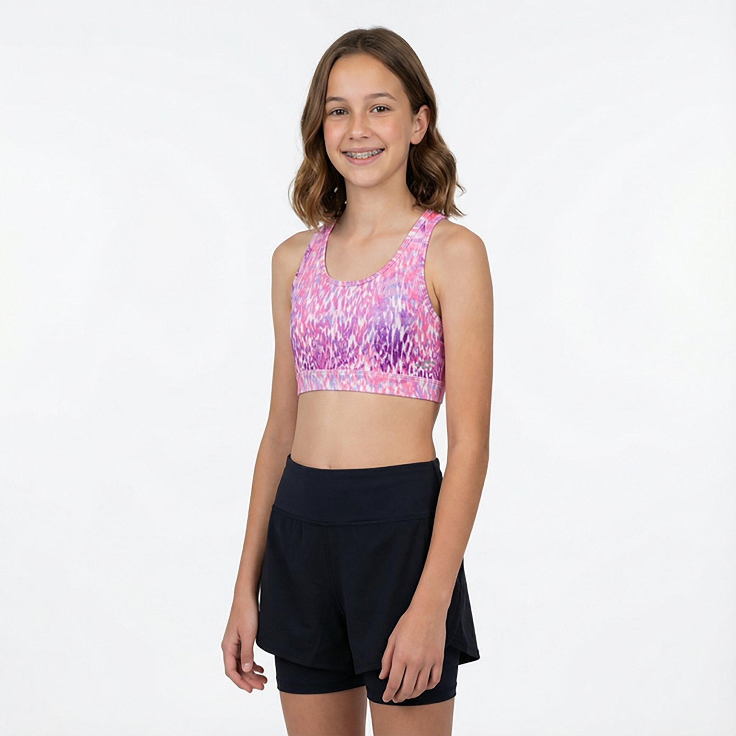 BCG Girls' Mesh Keyhole Printed Sports Bra