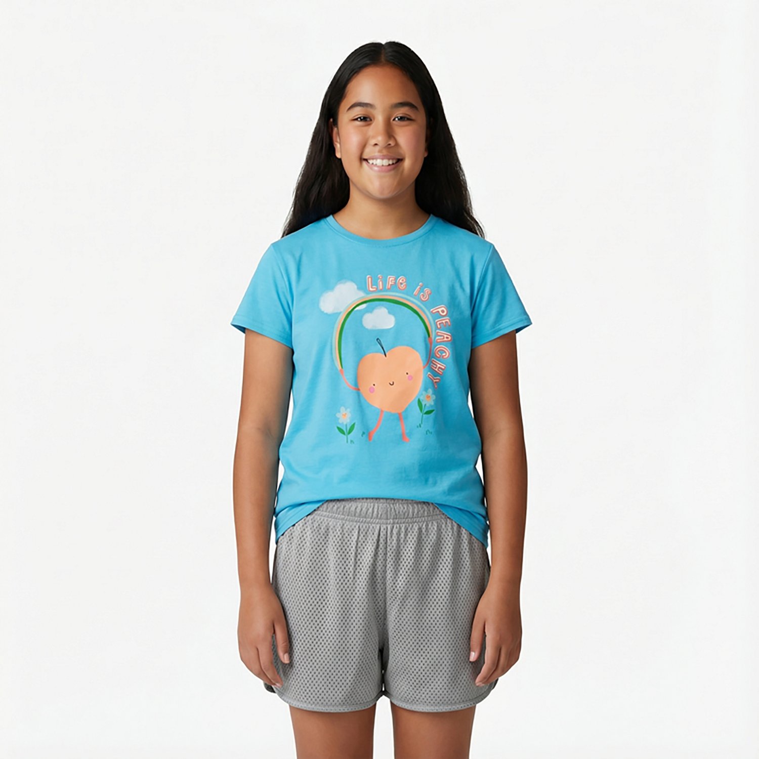 BCG Girls' Lifestyle Cotton Peachy Short Sleeve T-shirt