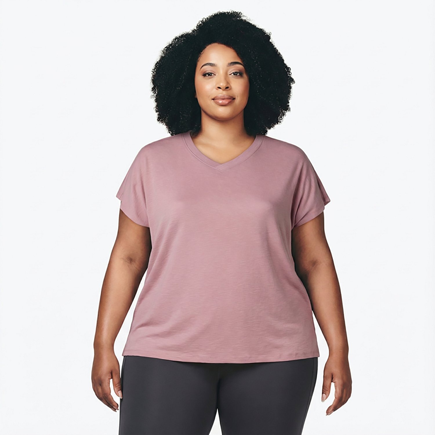 Magellan Outdoors Women's Pecos Ridge Solid Short Sleeve V-neck Plus Size Shirt                                                  - view number 2