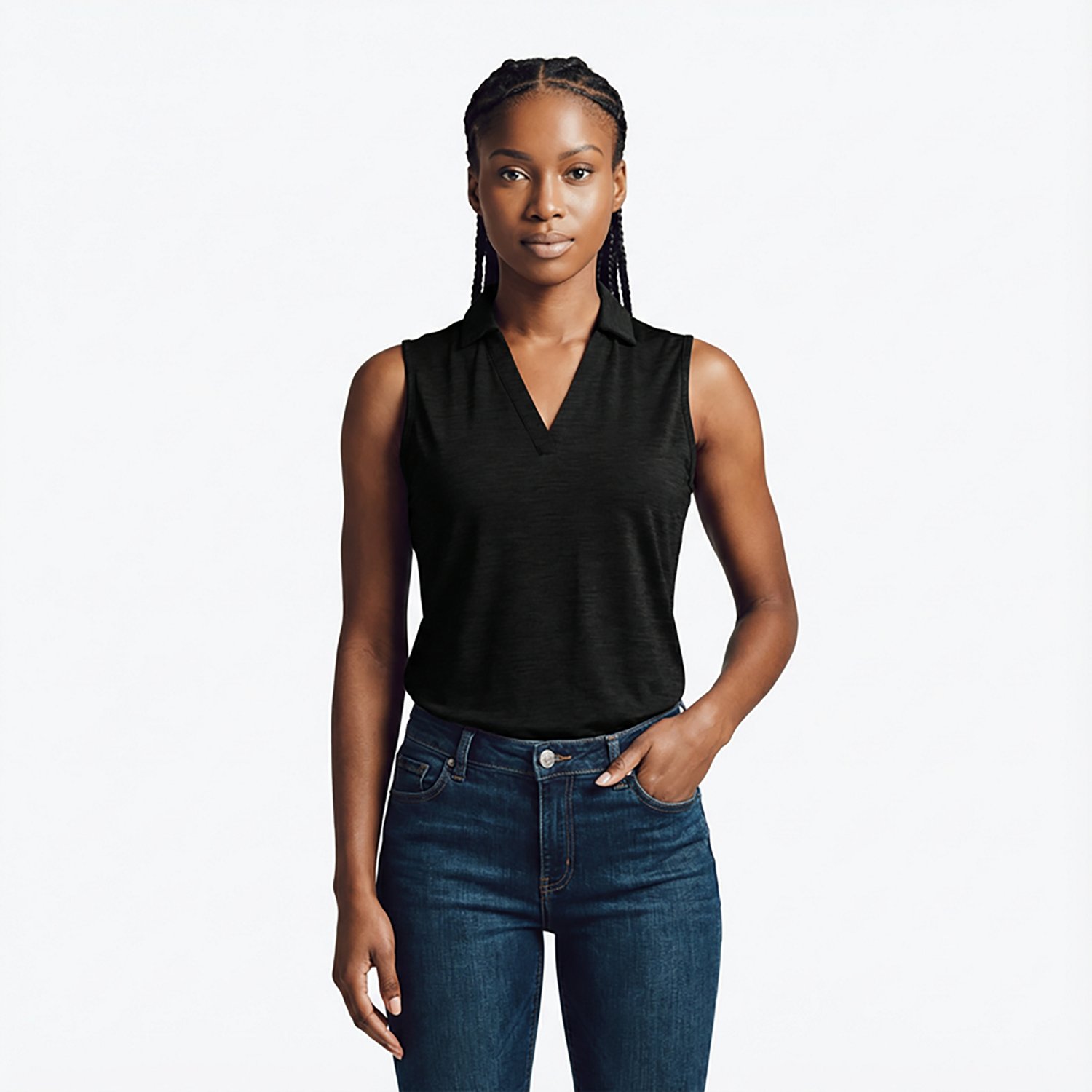Antigua Women's Layout Sleeveless Polo Shirt - view number 2