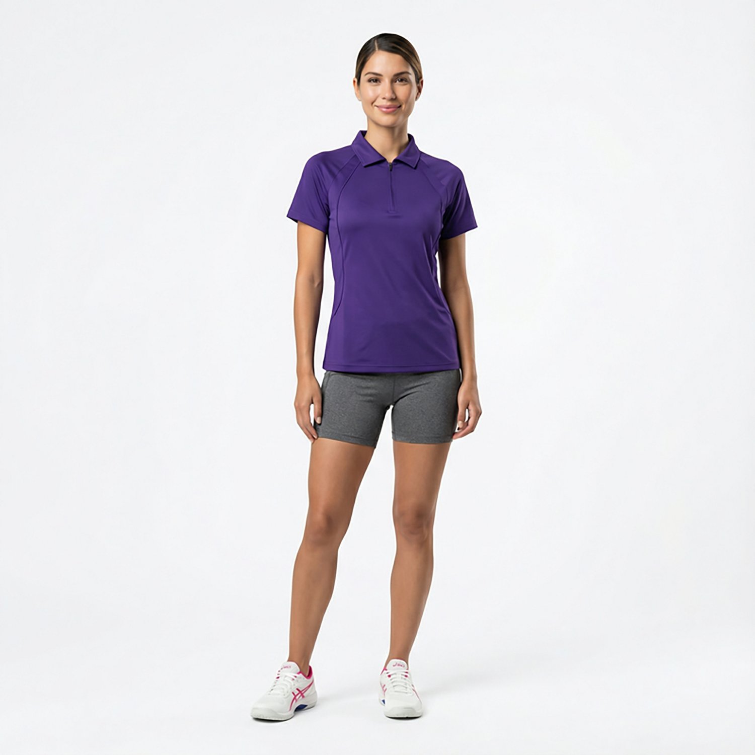 BCG Women's Tennis Piped Zip Polo Shirt - view number 3