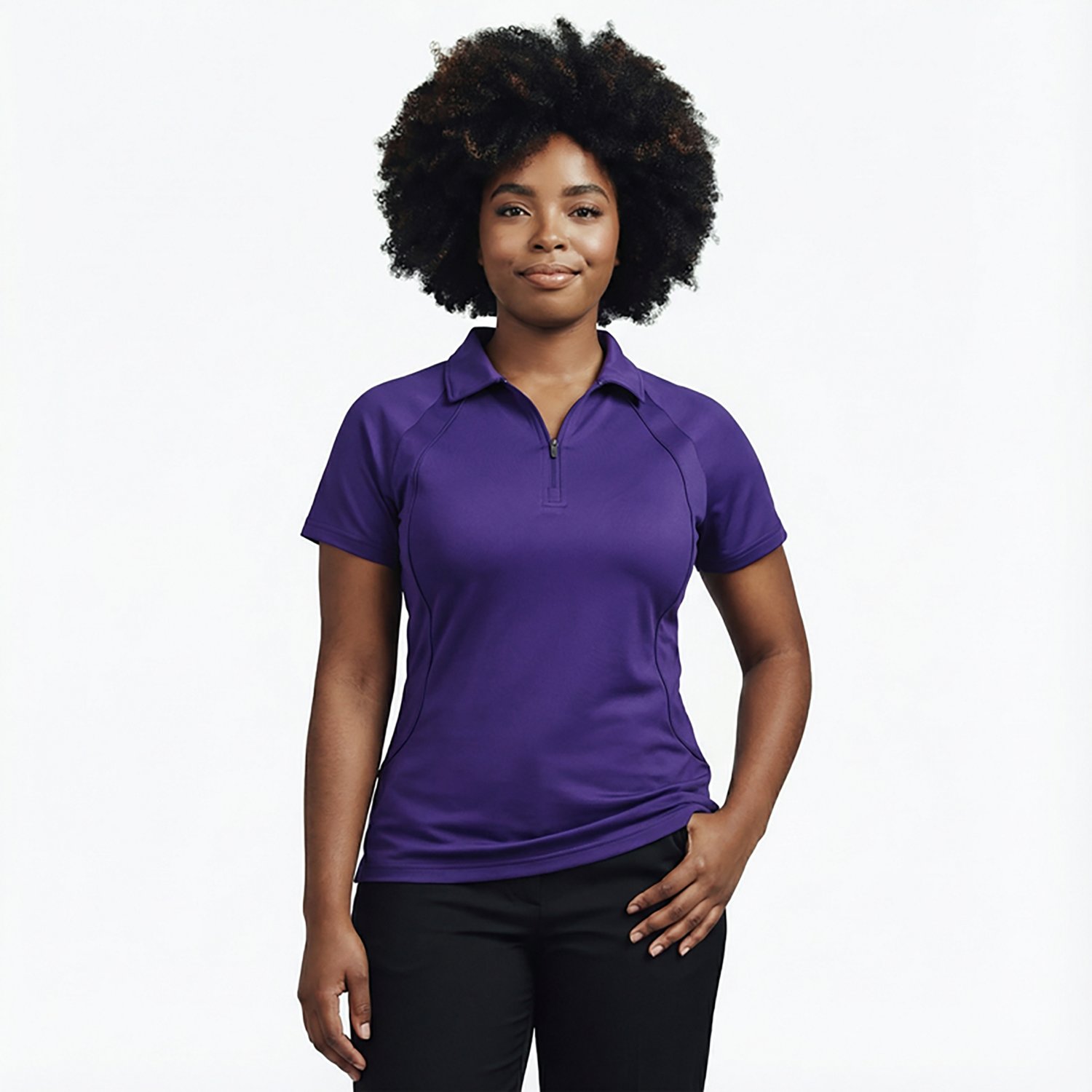 BCG Women's Tennis Piped Zip Polo Shirt - view number 2
