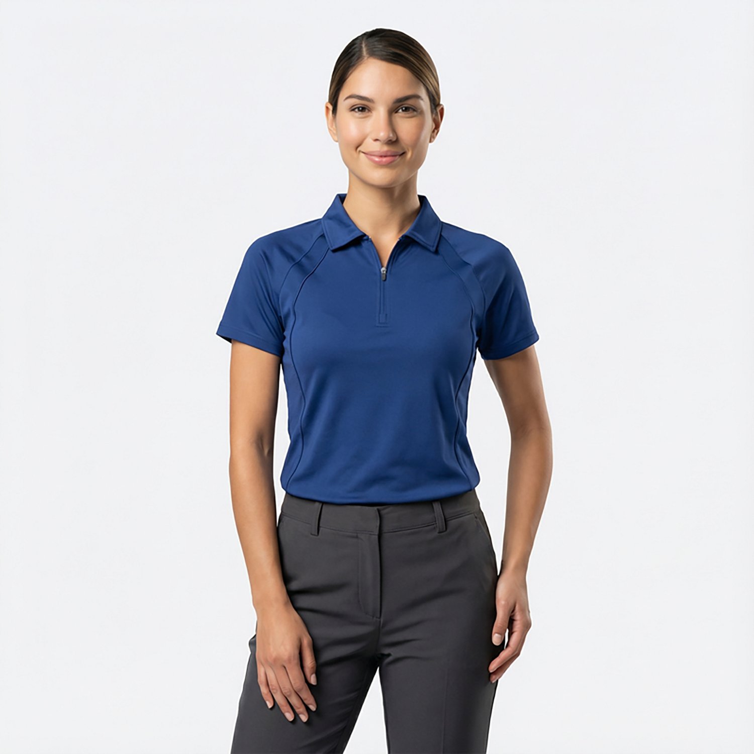 BCG Women's Tennis Piped Zip Polo Shirt - view number 2