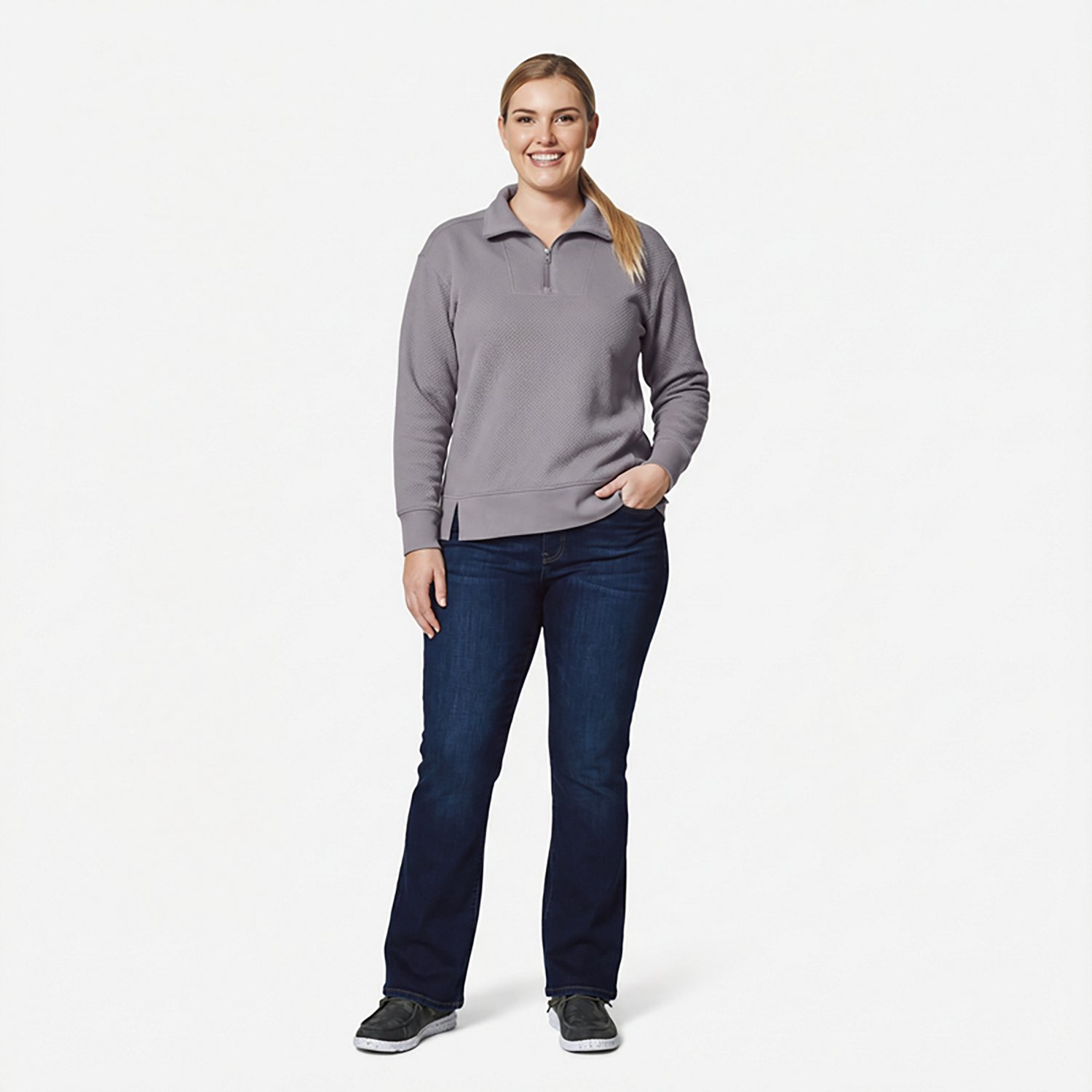 BCG Women's Quilted 1/4 Zip Pullover Top - view number 3