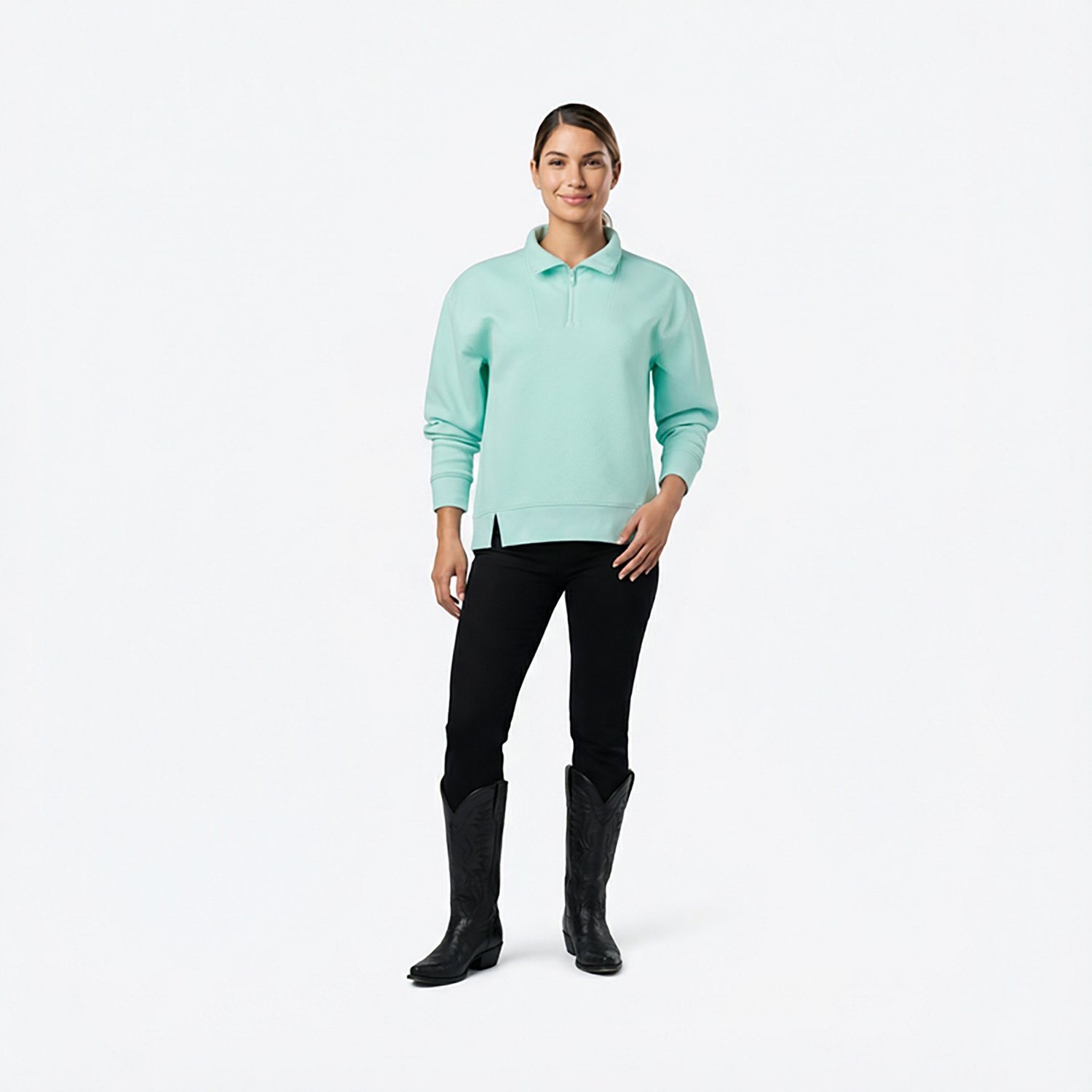 BCG Women's Quilted 1/4 Zip Pullover Top - view number 3