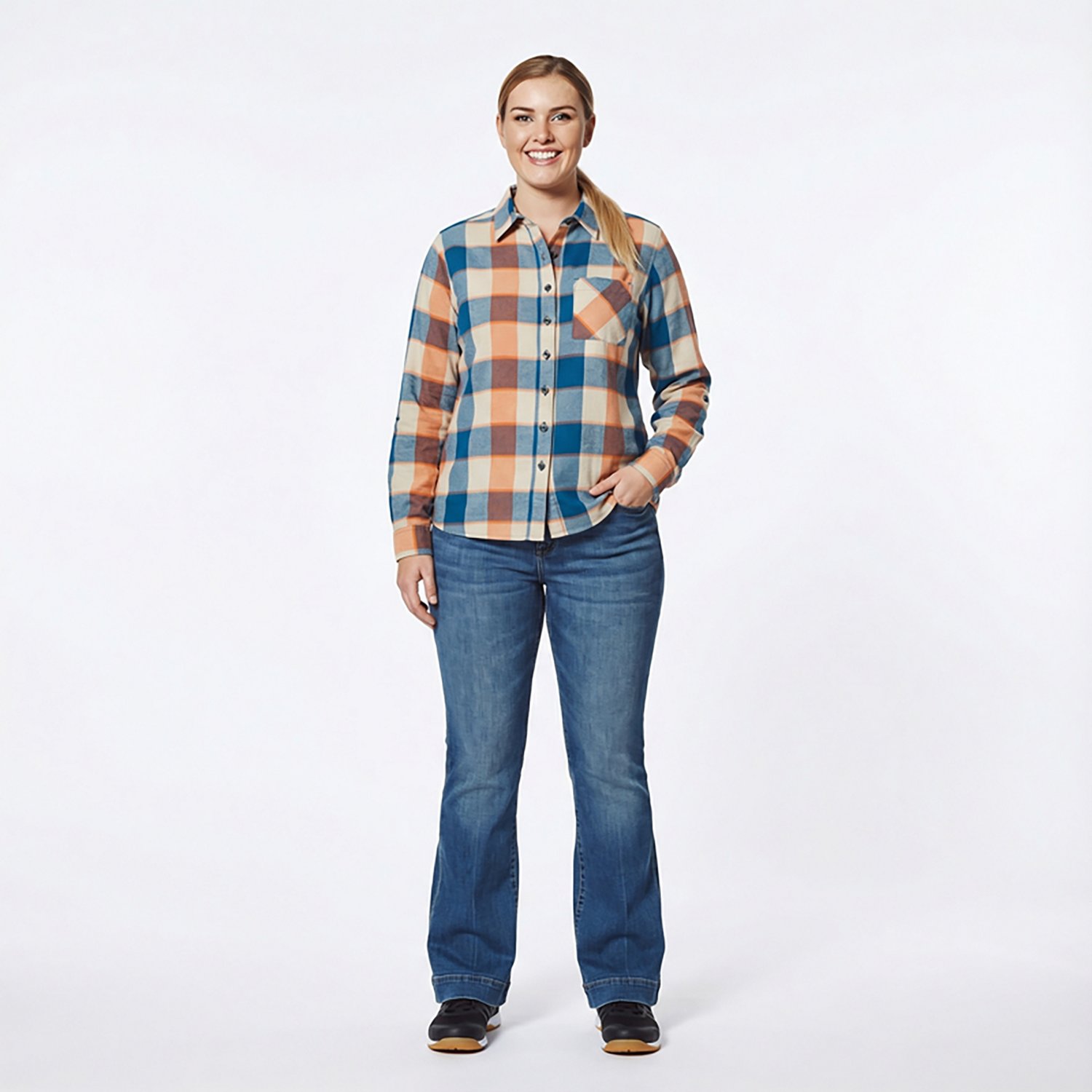Magellan Outdoors Women's Willow Creek Plaid Long Sleeve Top