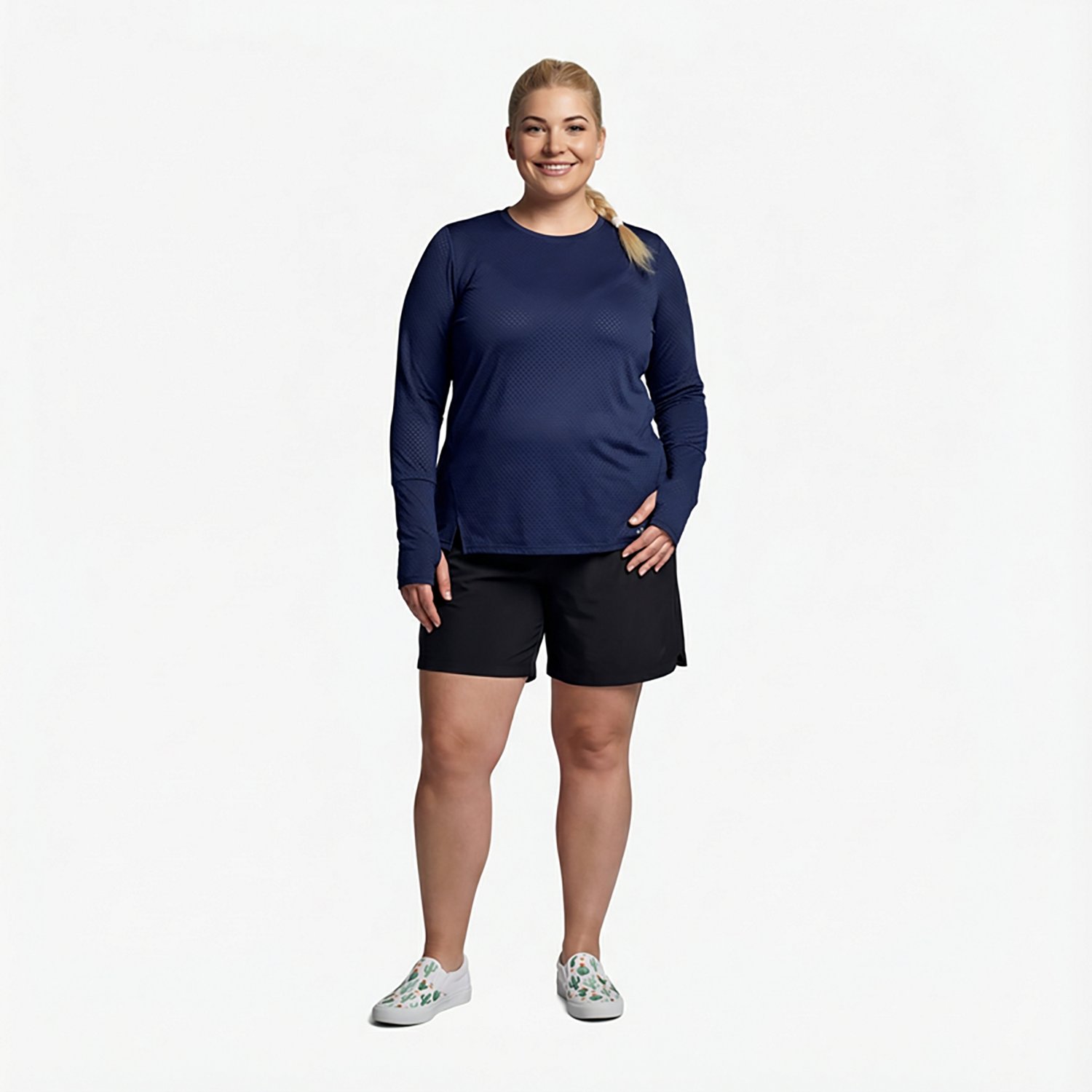 BCG Women's Texture Plus Size Long Sleeve T-shirt