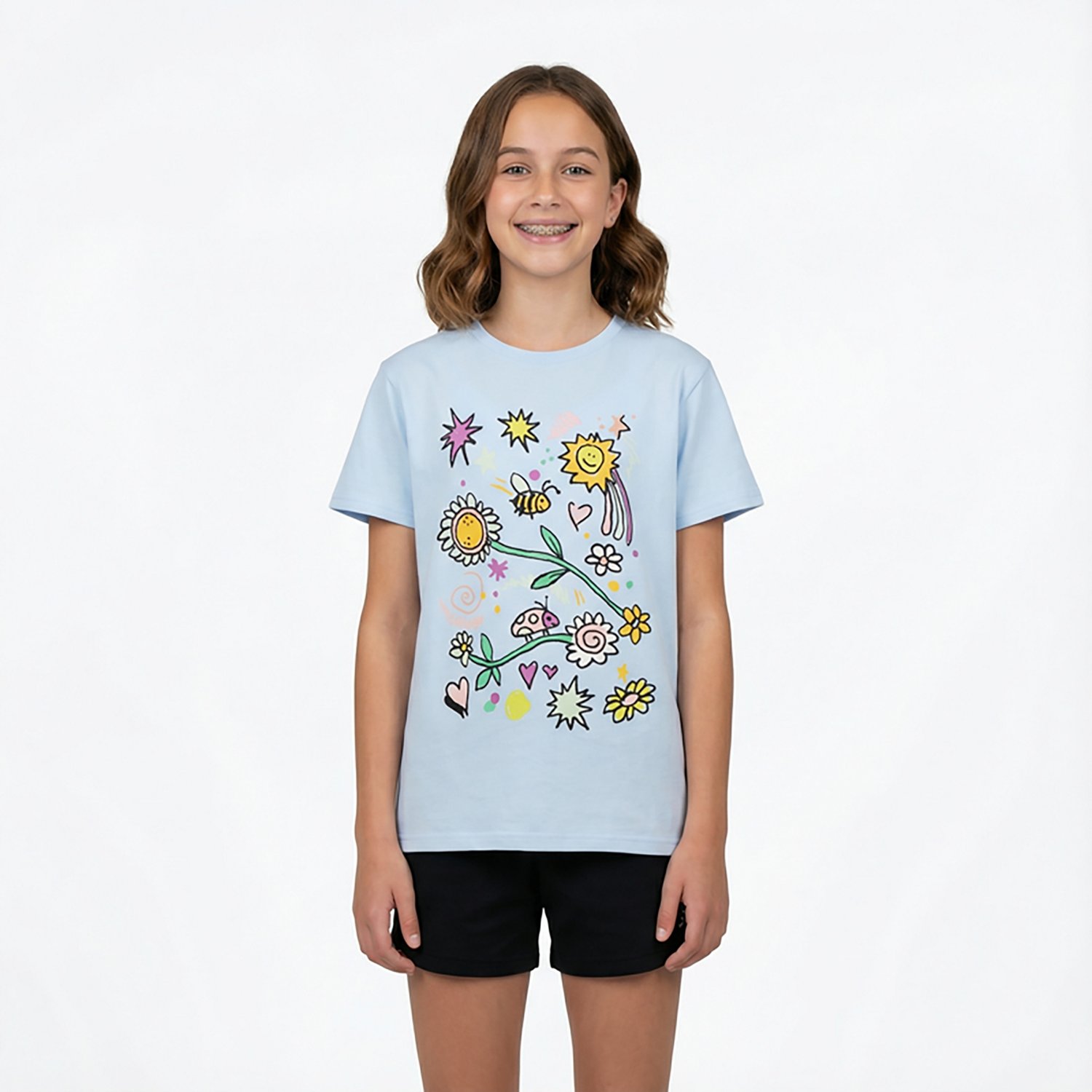 BCG Girls' Lifestyle Cotton Boxy Doodle T-shirt