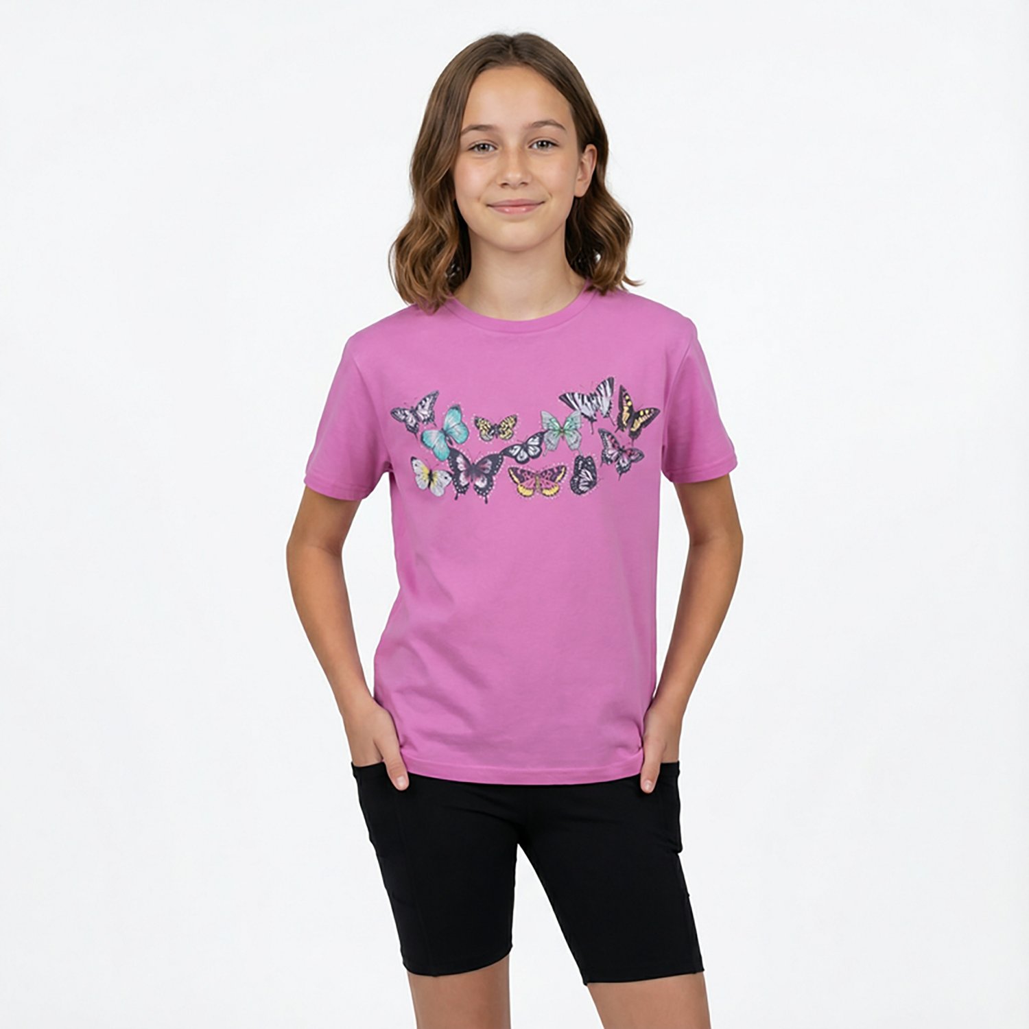 BCG Girls' Lifestyle Cotton Boxy Butterflies T-shirt - view number 2