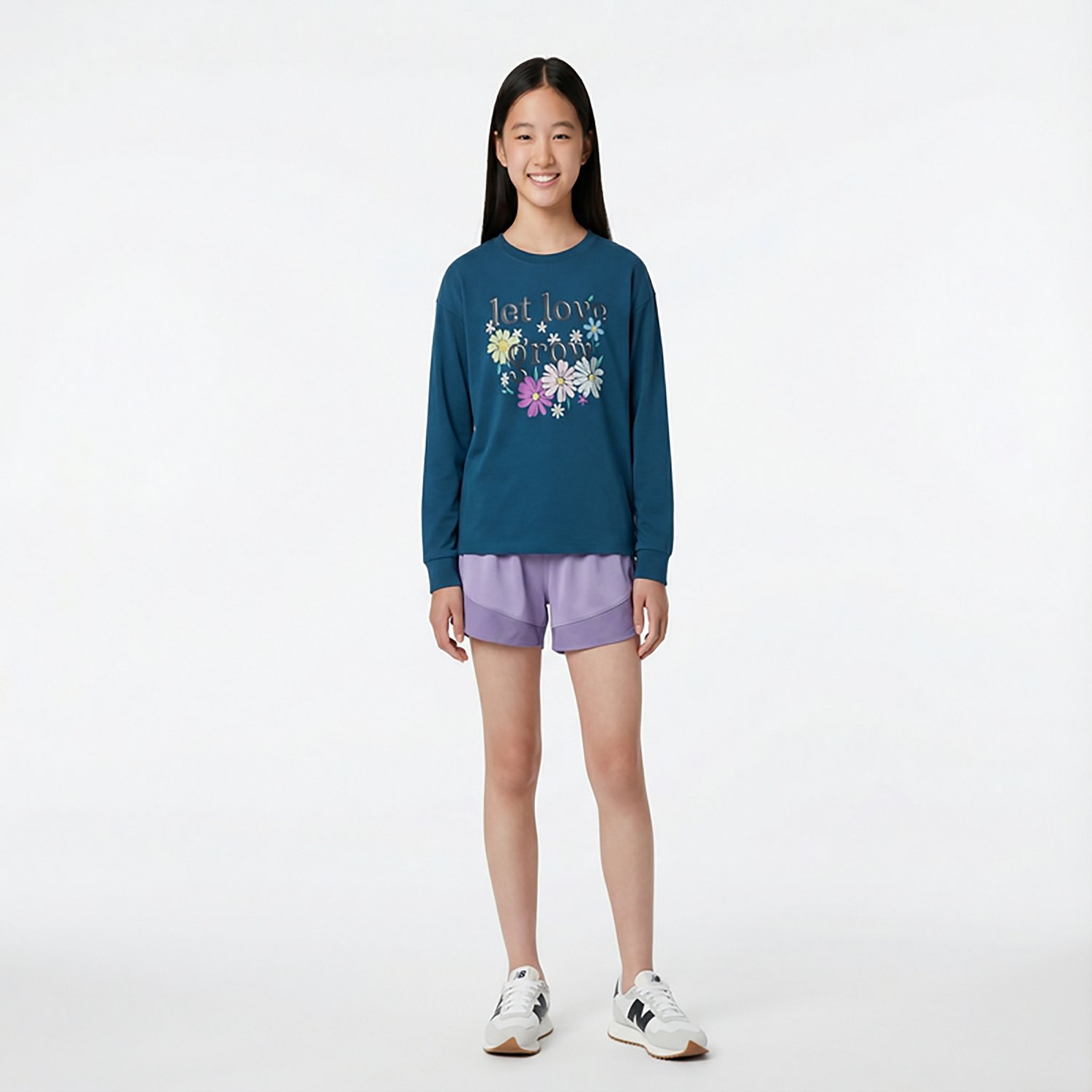 BCG Girls' Cotton Love Grow Graphic Long Sleeve T-shirt